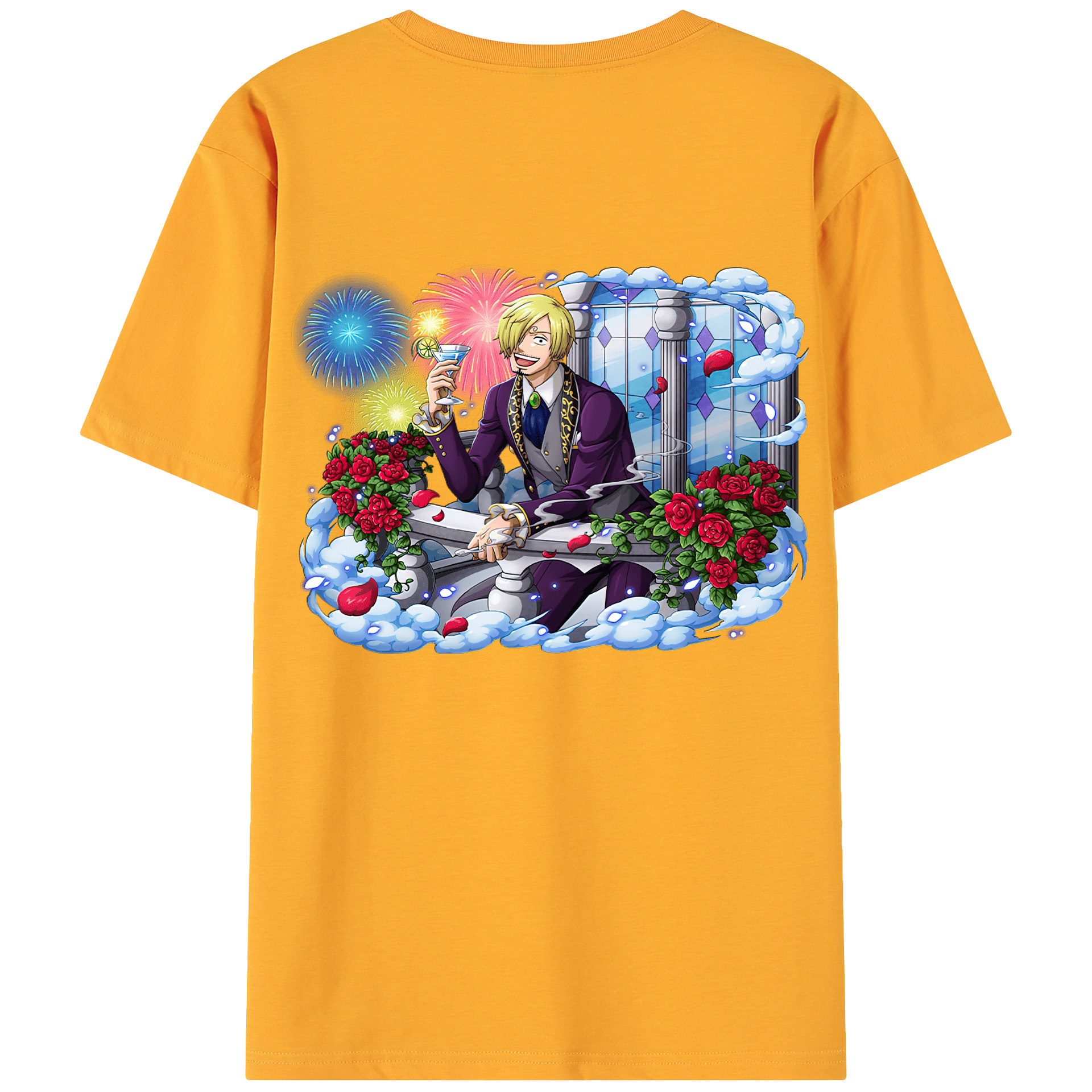 （画像用） ワンピース サンジ ONE PIECE Sanji 綿100％ メンズ半袖Tシャツ（バックプリント） 通気性