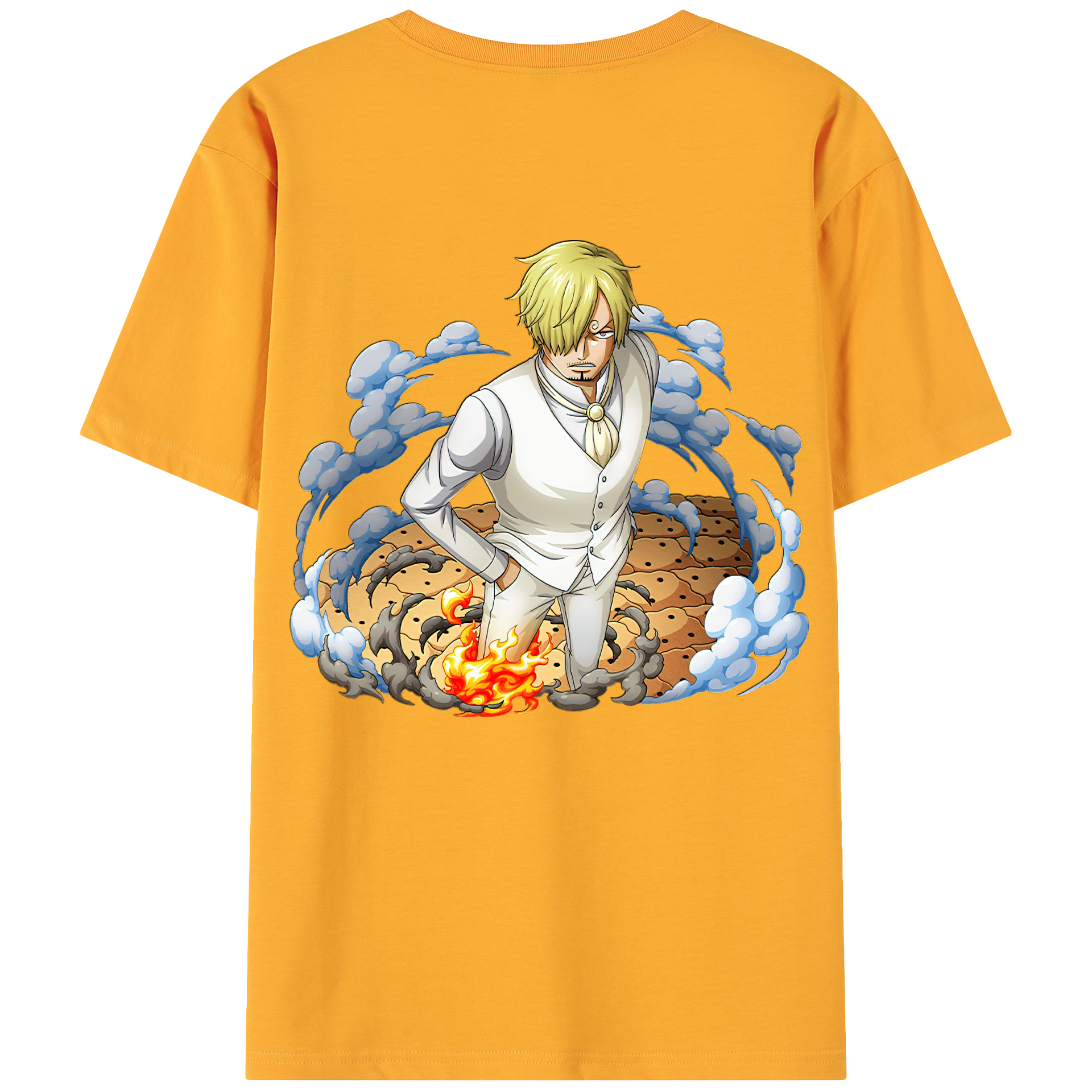 （画像用） ワンピース サンジ ONE PIECE Sanji 綿100％ メンズ半袖Tシャツ（バックプリント） 通気性
