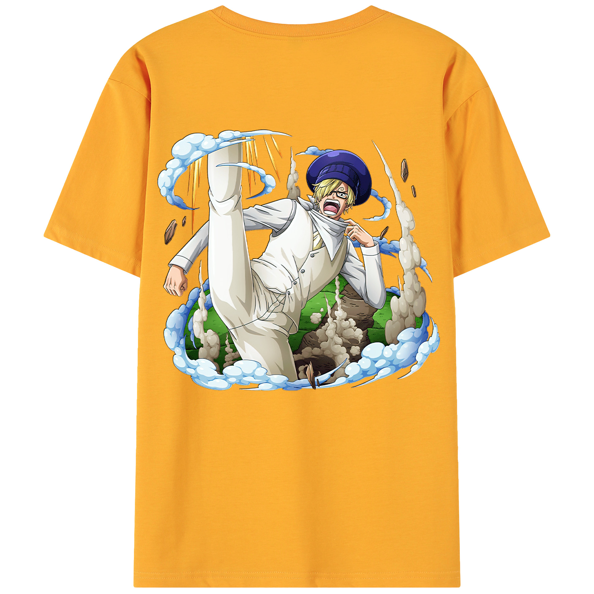 （画像用） ワンピース サンジ ONE PIECE Sanji 綿100％ メンズ半袖Tシャツ（バックプリント） 通気性