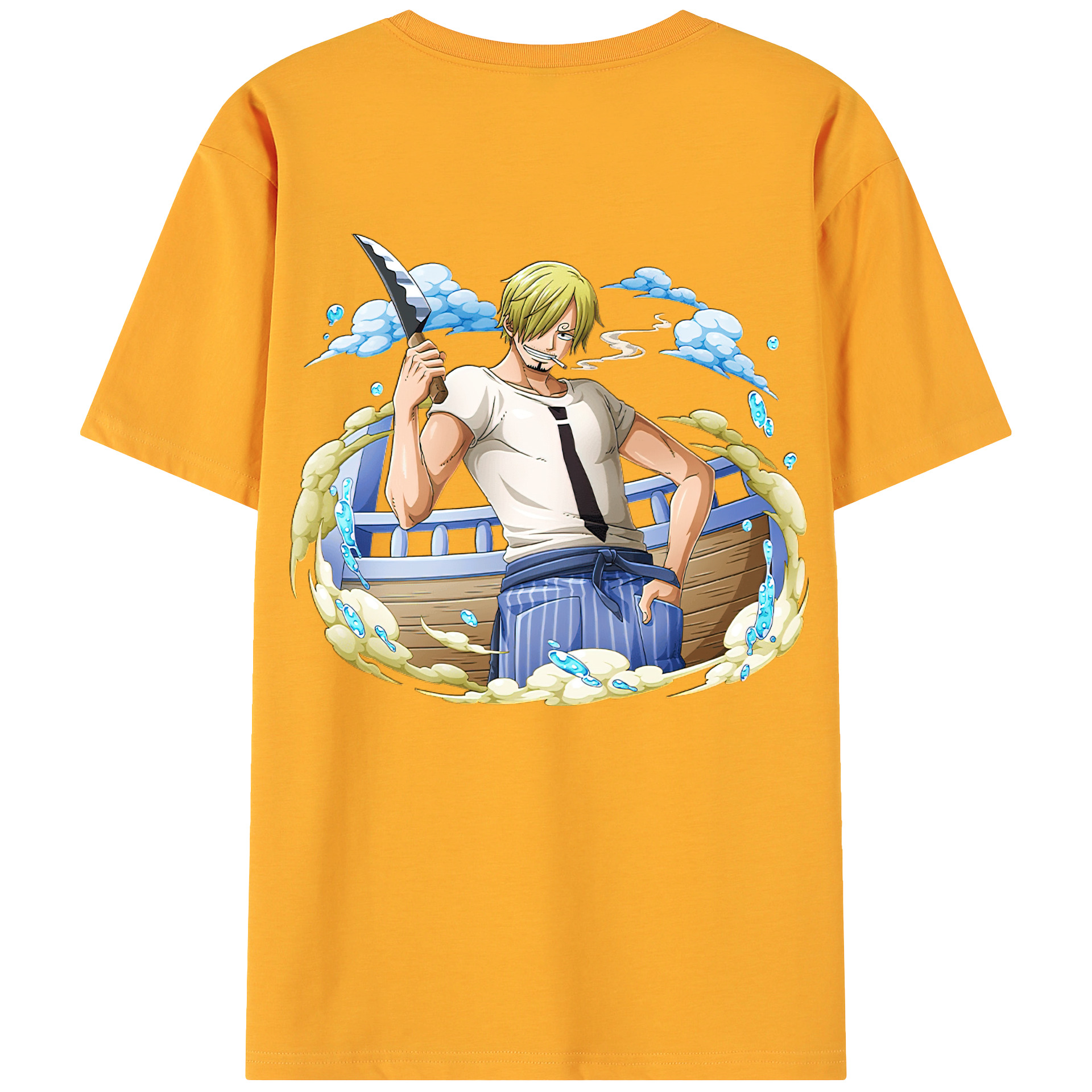 （画像用） ワンピース サンジ ONE PIECE Sanji 綿100％ メンズ半袖Tシャツ（バックプリント） 通気性