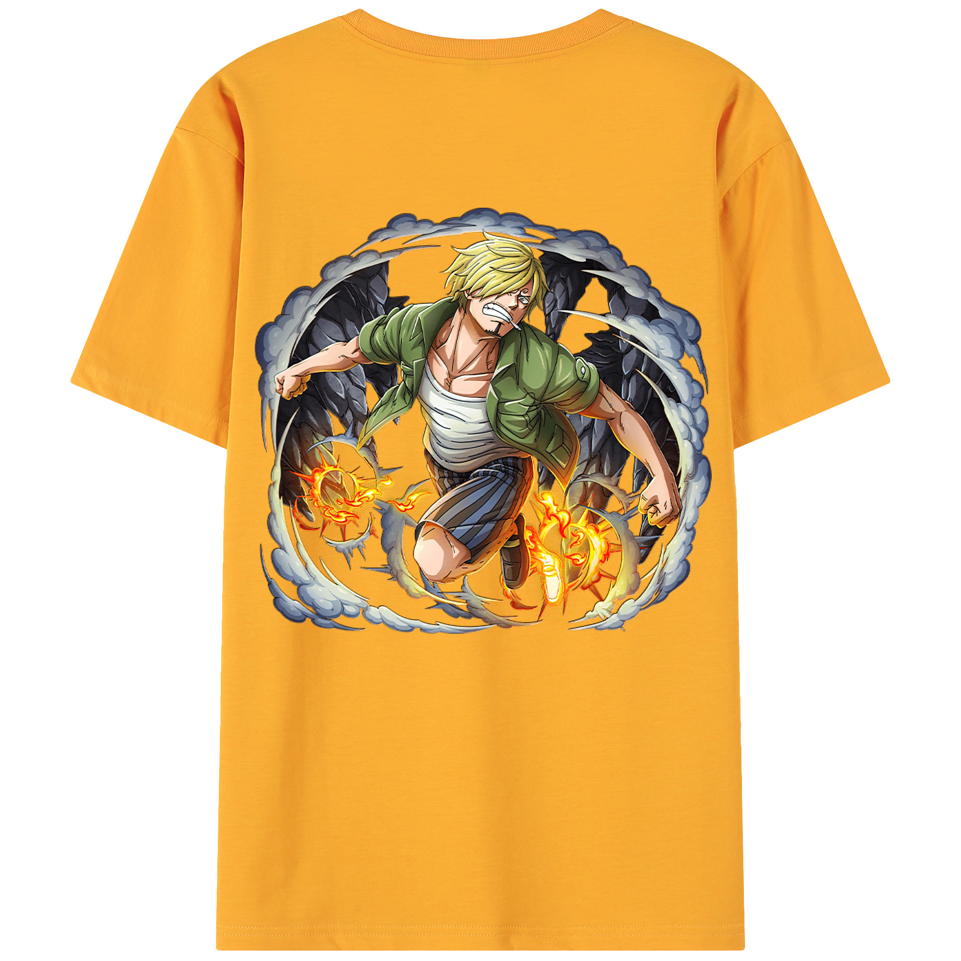 （画像用） ワンピース サンジ ONE PIECE Sanji 綿100％ メンズ半袖Tシャツ（バックプリント） 通気性