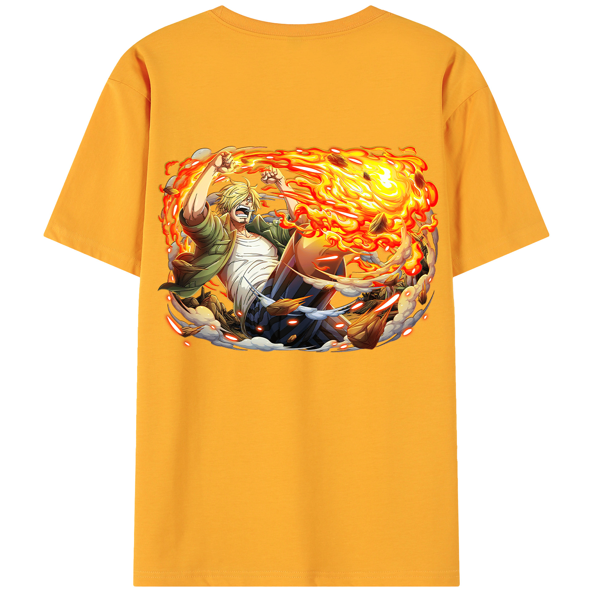 （画像用） ワンピース サンジ ONE PIECE Sanji 綿100％ メンズ半袖Tシャツ（バックプリント） 通気性