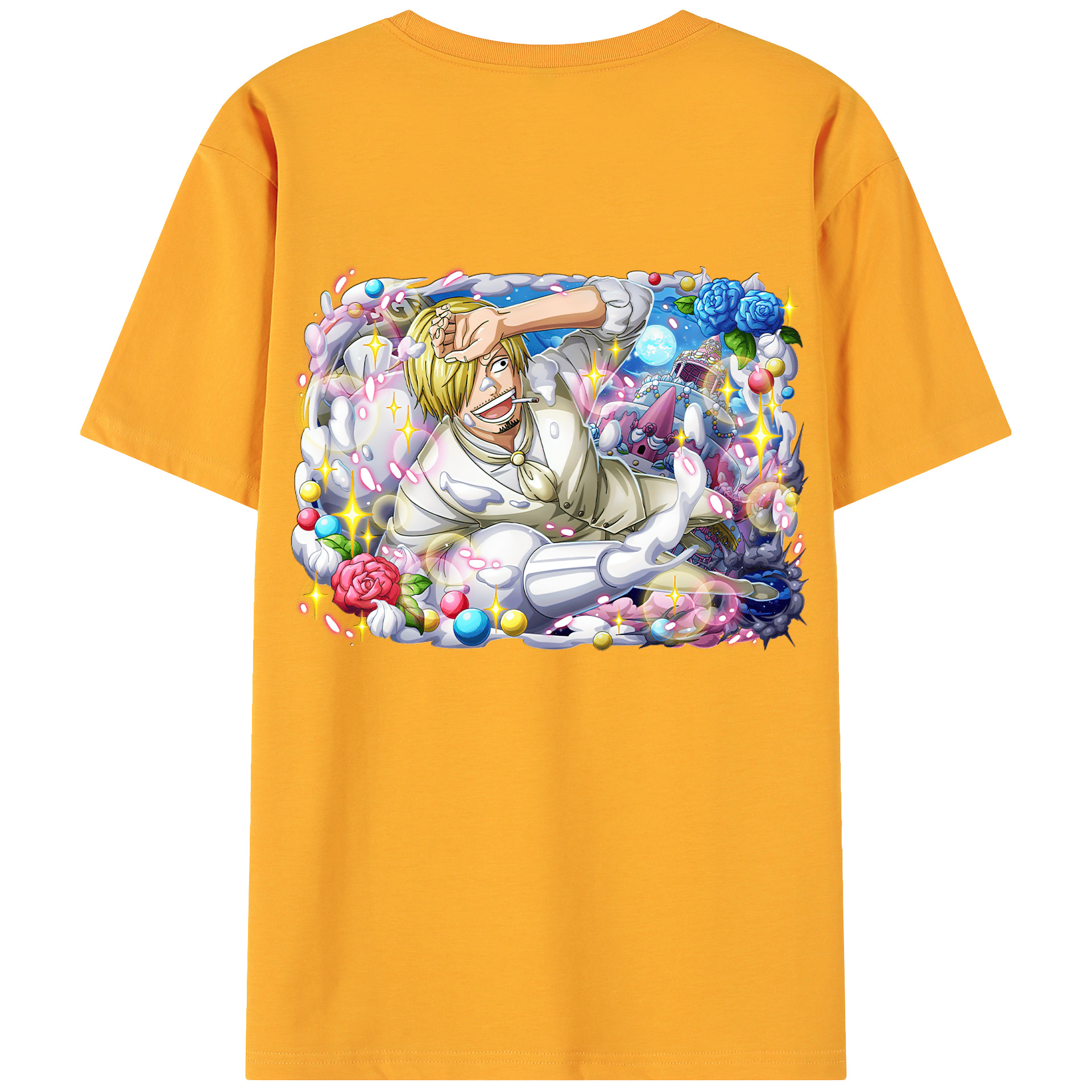 （画像用） ワンピース サンジ ONE PIECE Sanji 綿100％ メンズ半袖Tシャツ（バックプリント） 通気性