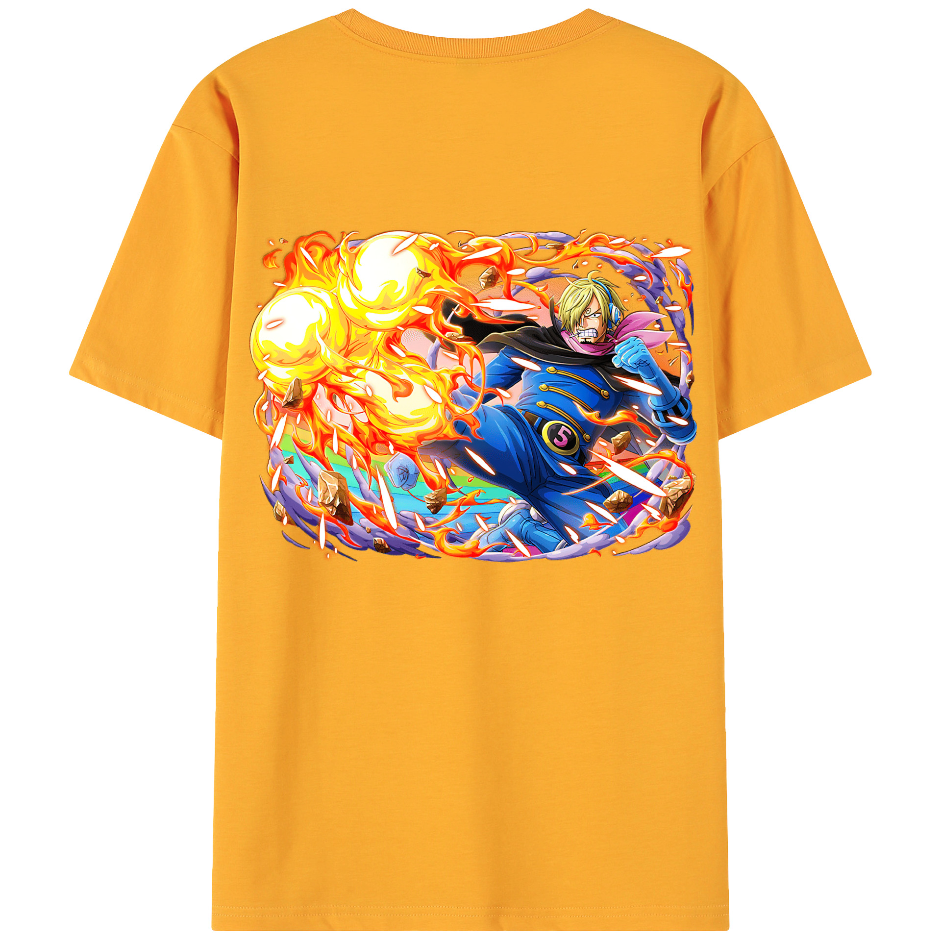 （画像用） ワンピース サンジ ONE PIECE Sanji 綿100％ メンズ半袖Tシャツ（バックプリント） 通気性