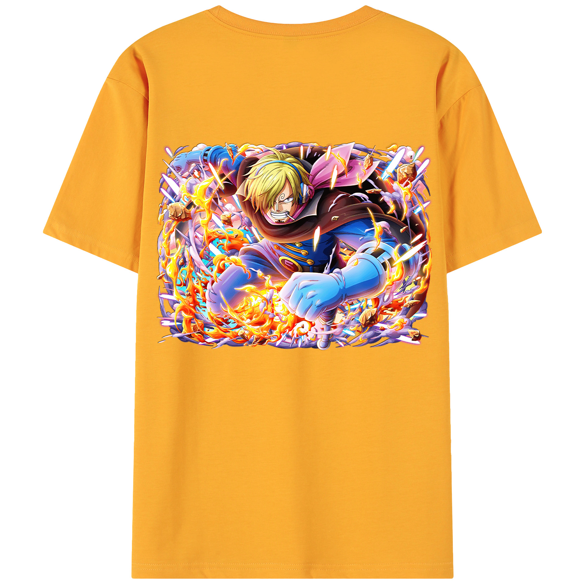 （画像用） ワンピース サンジ ONE PIECE Sanji 綿100％ メンズ半袖Tシャツ（バックプリント） 通気性