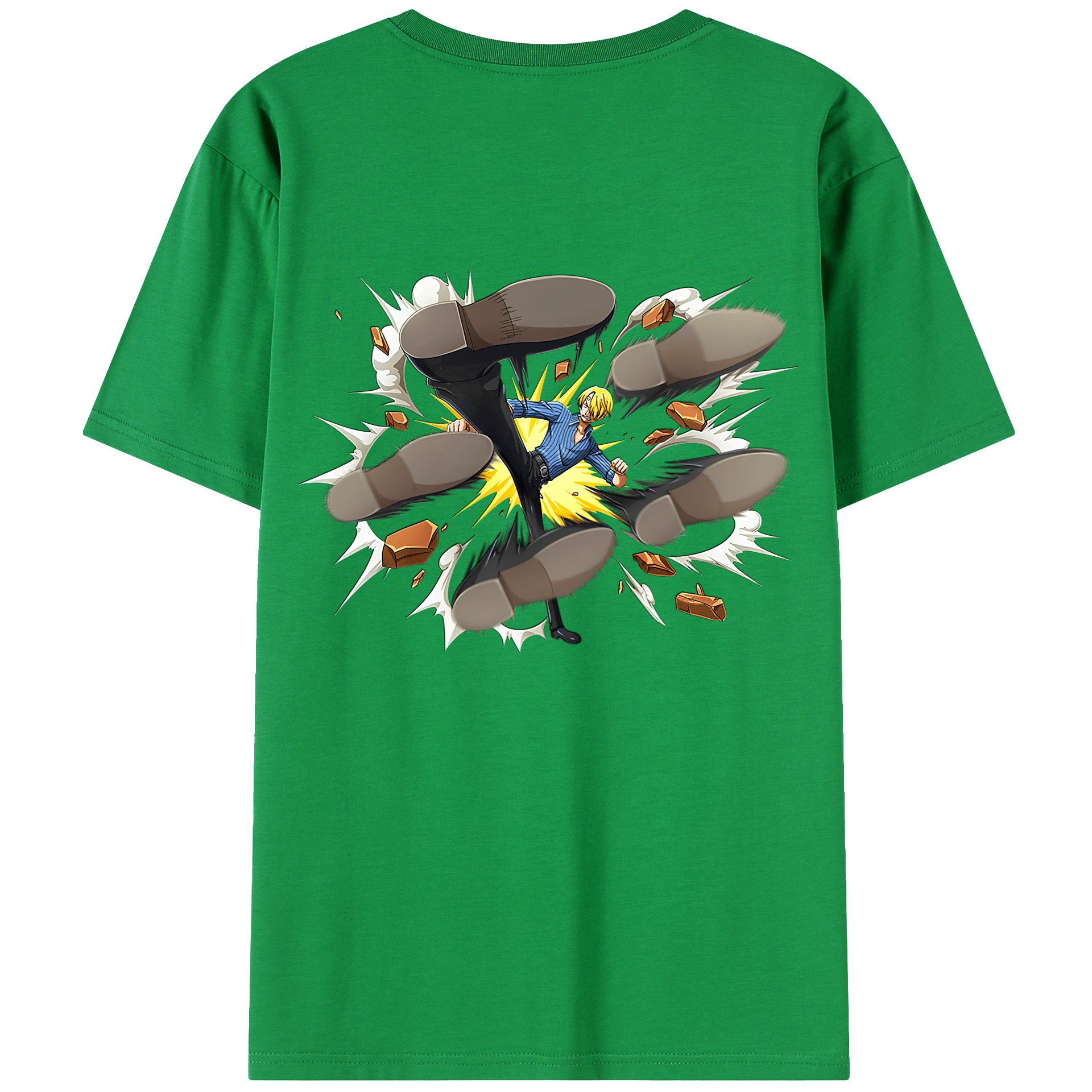 （画像用） ワンピース サンジ ONE PIECE Sanji 綿100％ メンズ半袖Tシャツ（バックプリント） 通気性