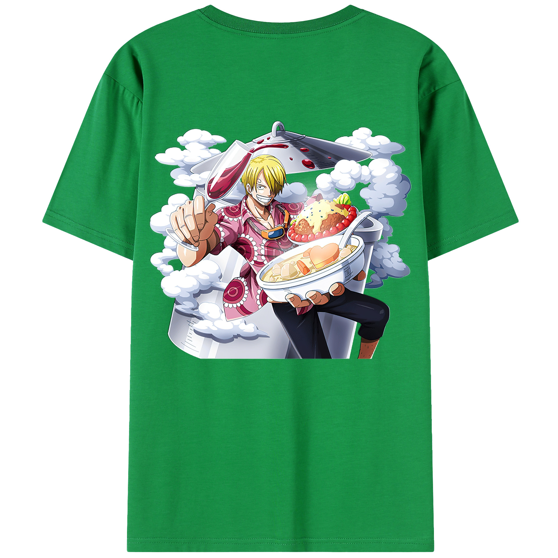 （画像用） ワンピース サンジ ONE PIECE Sanji 綿100％ メンズ半袖Tシャツ（バックプリント） 通気性