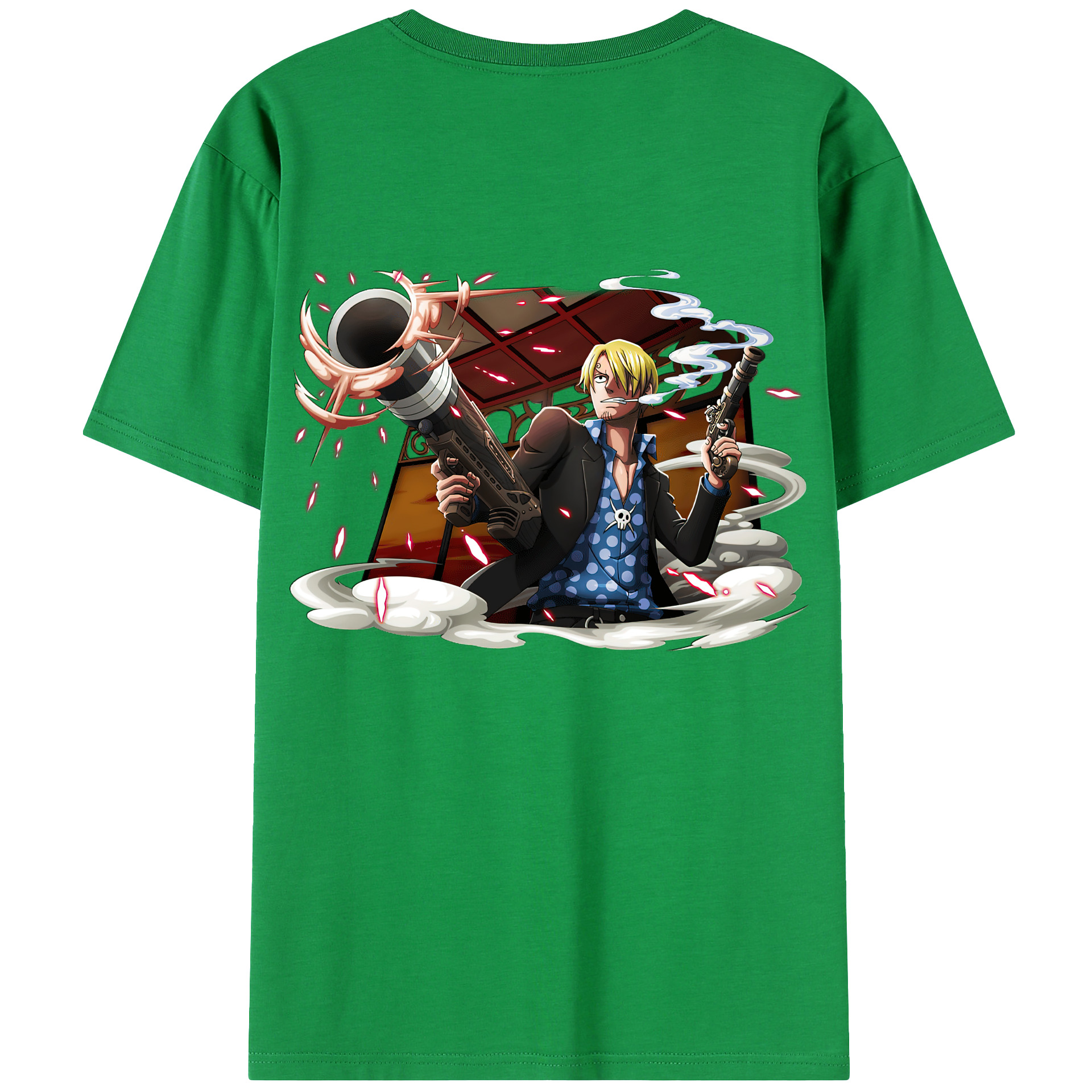 （画像用） ワンピース サンジ ONE PIECE Sanji 綿100％ メンズ半袖Tシャツ（バックプリント） 通気性
