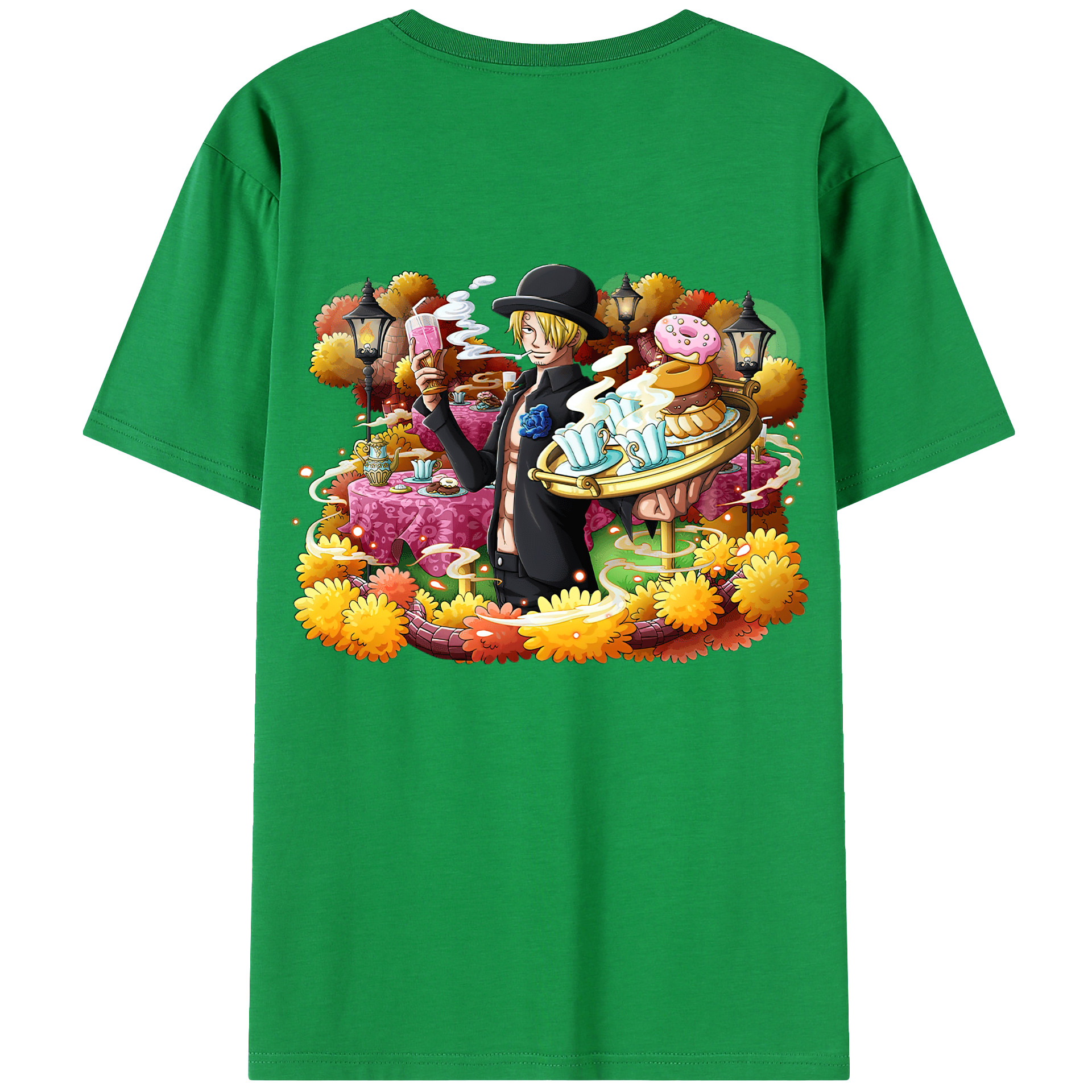 （画像用） ワンピース サンジ ONE PIECE Sanji 綿100％ メンズ半袖Tシャツ（バックプリント） 通気性