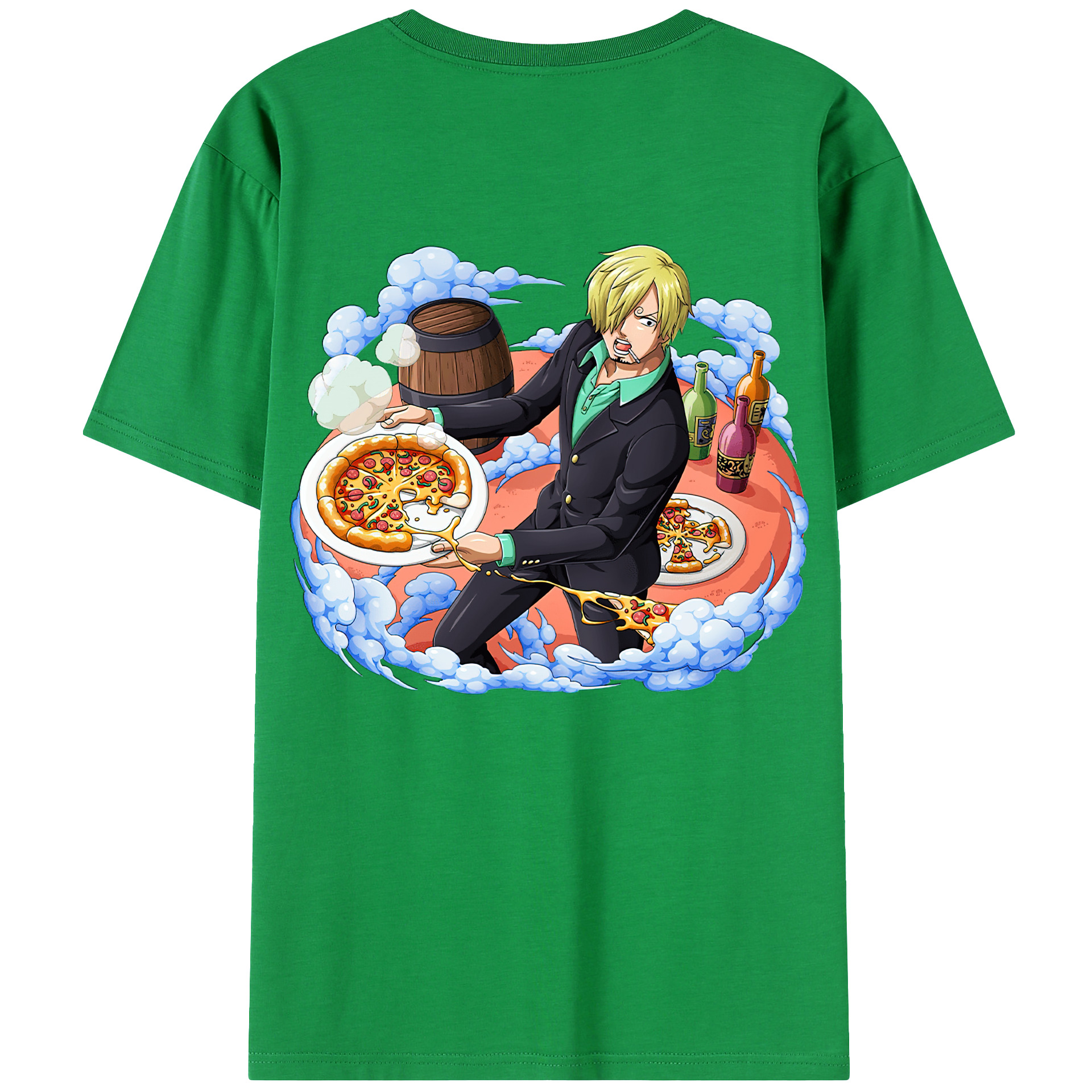 （画像用） ワンピース サンジ ONE PIECE Sanji 綿100％ メンズ半袖Tシャツ（バックプリント） 通気性