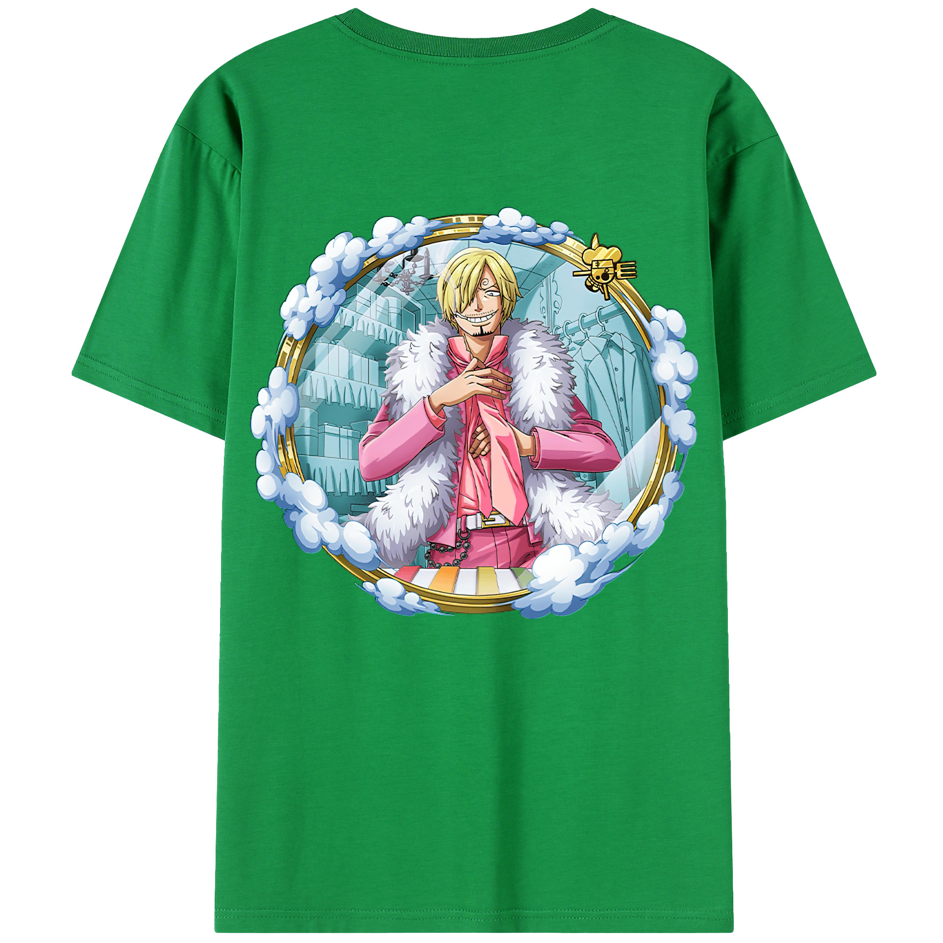 （画像用） ワンピース サンジ ONE PIECE Sanji 綿100％ メンズ半袖Tシャツ（バックプリント） 通気性