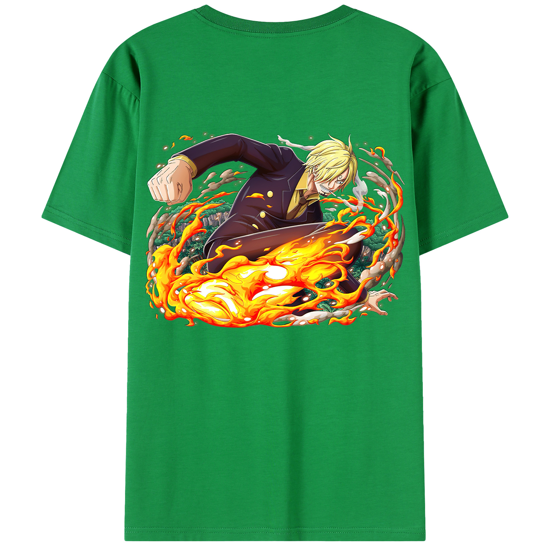 （画像用） ワンピース サンジ ONE PIECE Sanji 綿100％ メンズ半袖Tシャツ（バックプリント） 通気性