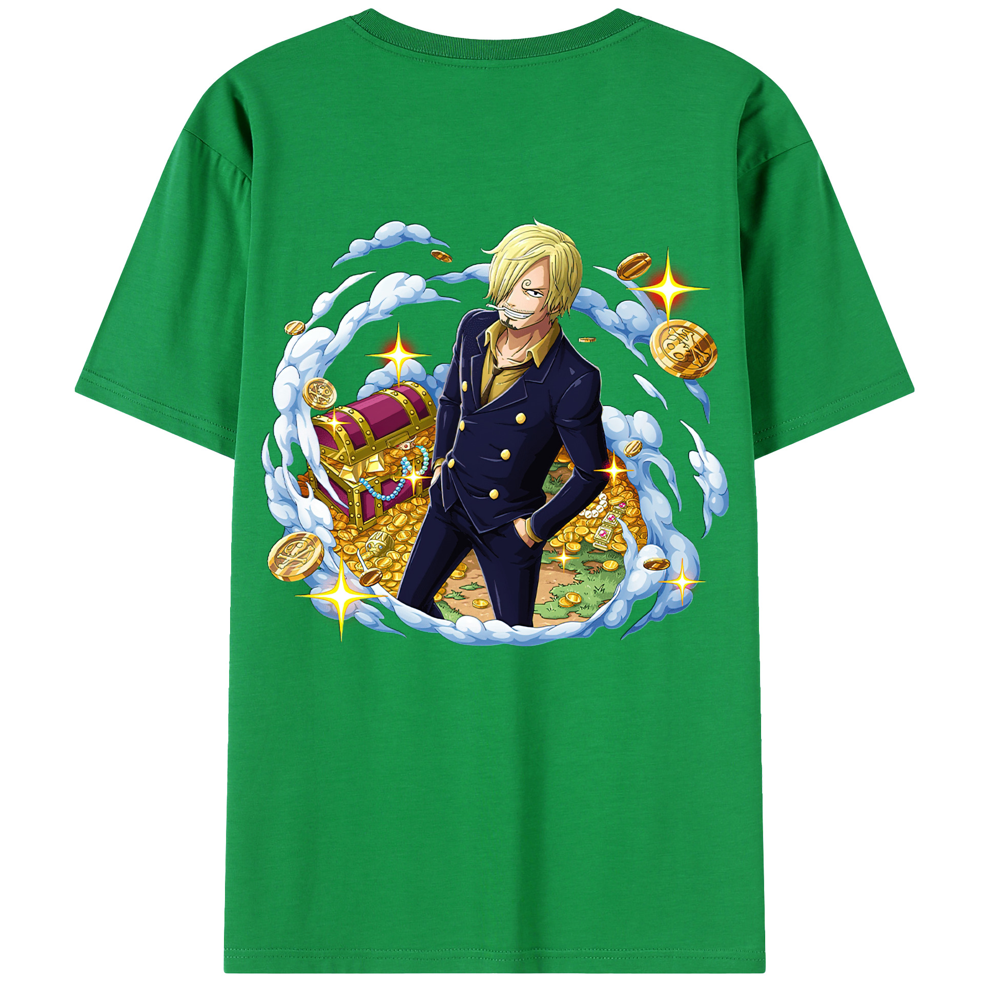 （画像用） ワンピース サンジ ONE PIECE Sanji 綿100％ メンズ半袖Tシャツ（バックプリント） 通気性