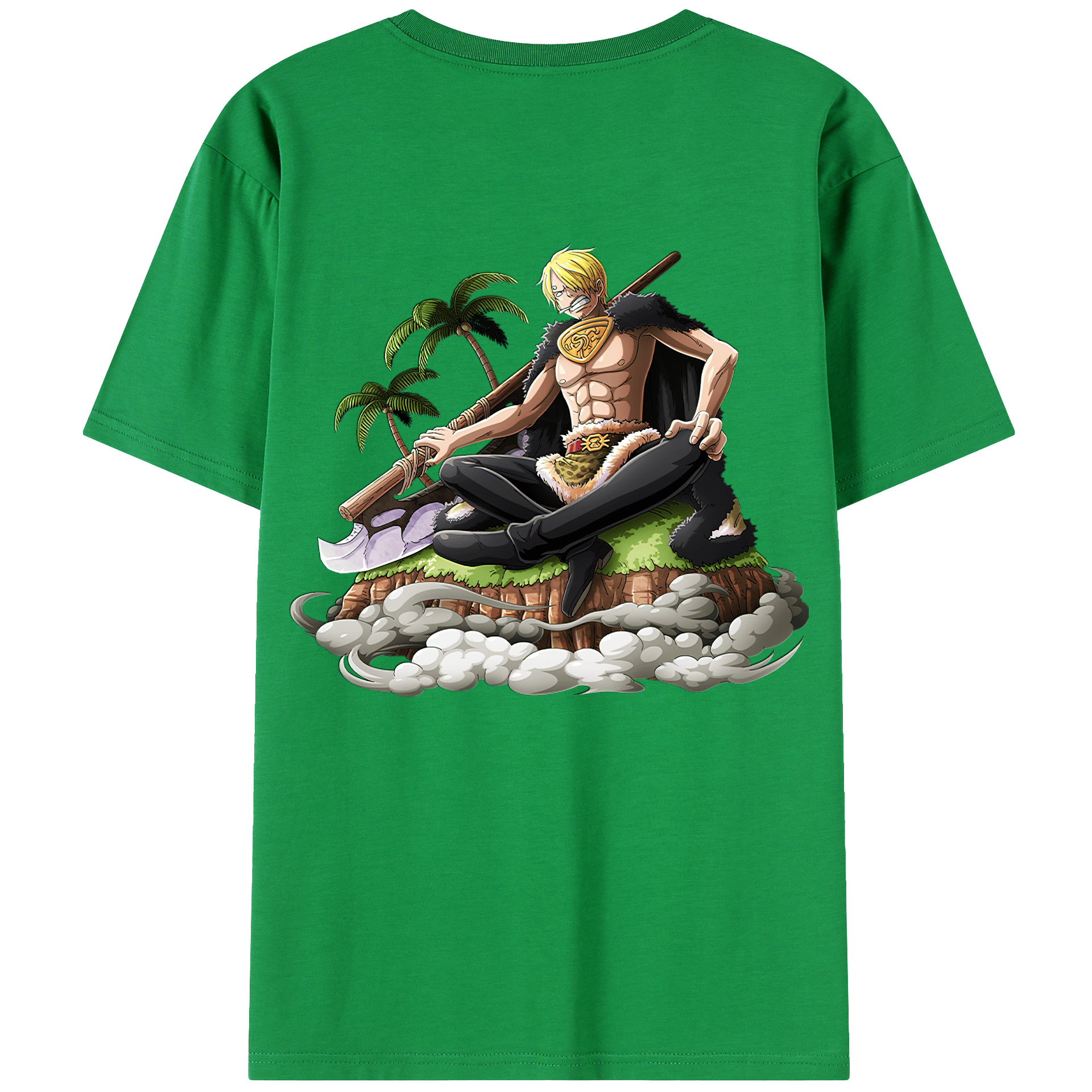（画像用） ワンピース サンジ ONE PIECE Sanji 綿100％ メンズ半袖Tシャツ（バックプリント） 通気性