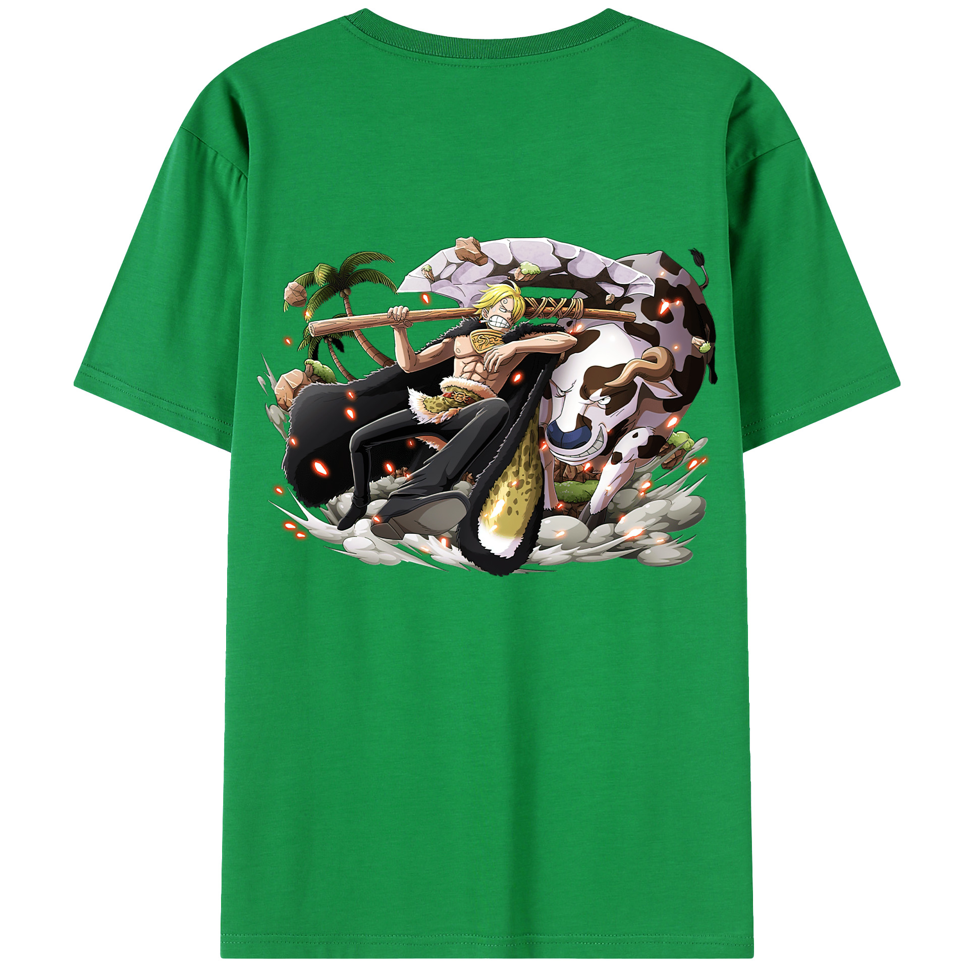 （画像用） ワンピース サンジ ONE PIECE Sanji 綿100％ メンズ半袖Tシャツ（バックプリント） 通気性