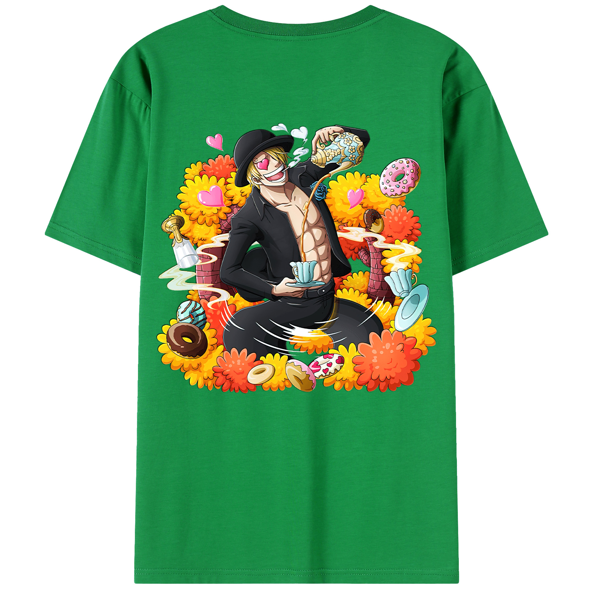 （画像用） ワンピース サンジ ONE PIECE Sanji 綿100％ メンズ半袖Tシャツ（バックプリント） 通気性