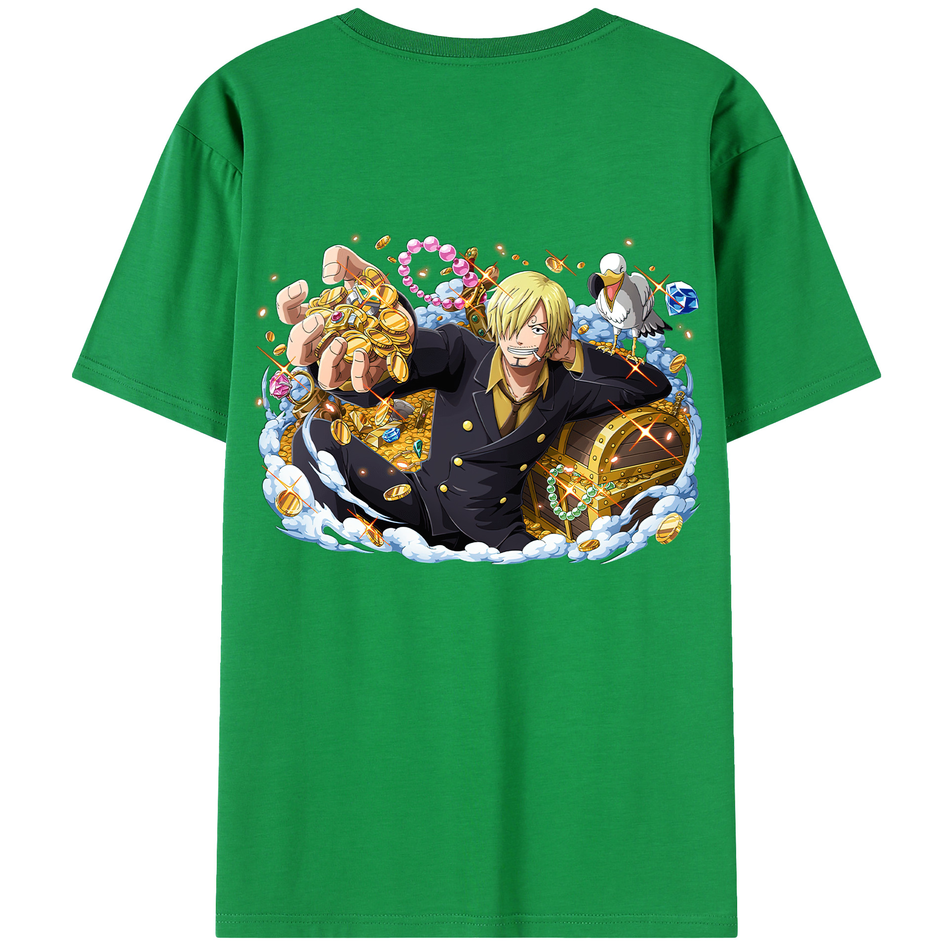 （画像用） ワンピース サンジ ONE PIECE Sanji 綿100％ メンズ半袖Tシャツ（バックプリント） 通気性