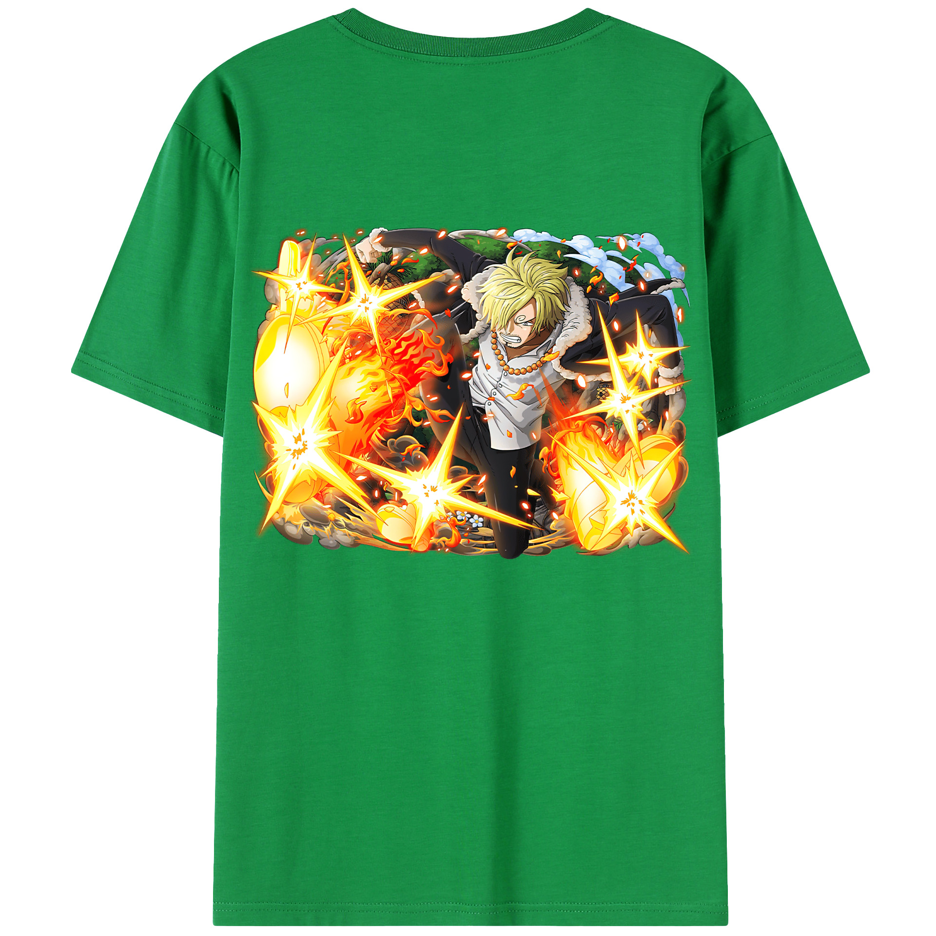（画像用） ワンピース サンジ ONE PIECE Sanji 綿100％ メンズ半袖Tシャツ（バックプリント） 通気性