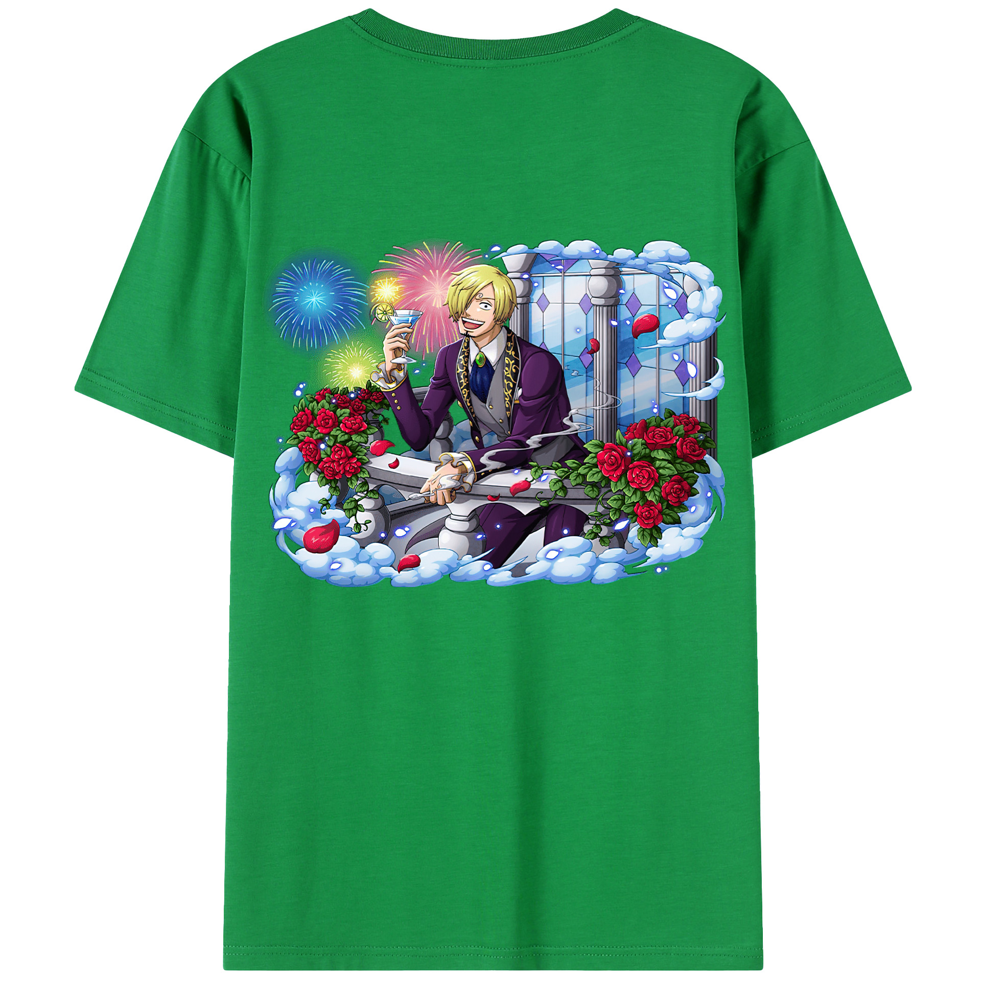 （画像用） ワンピース サンジ ONE PIECE Sanji 綿100％ メンズ半袖Tシャツ（バックプリント） 通気性