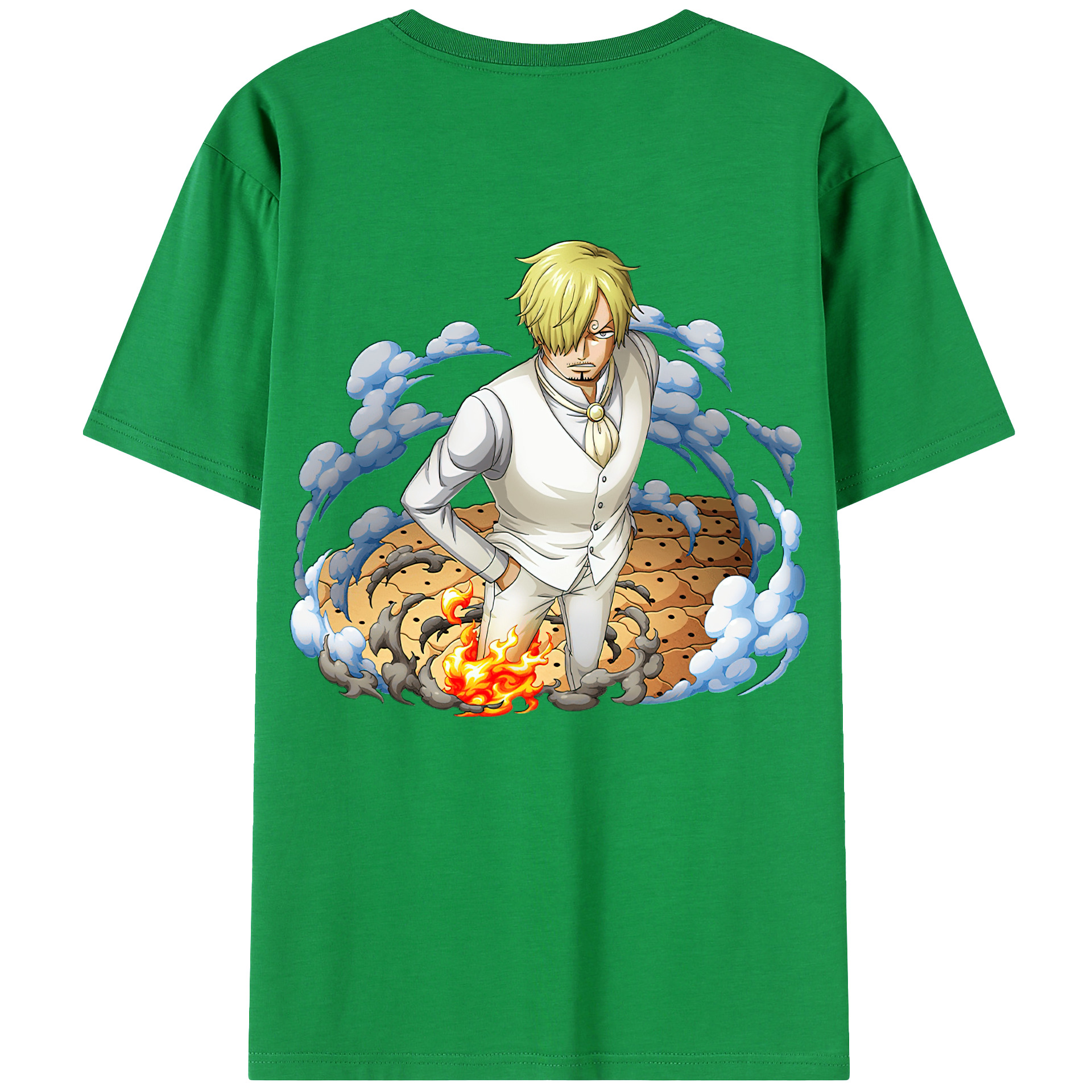 （画像用） ワンピース サンジ ONE PIECE Sanji 綿100％ メンズ半袖Tシャツ（バックプリント） 通気性