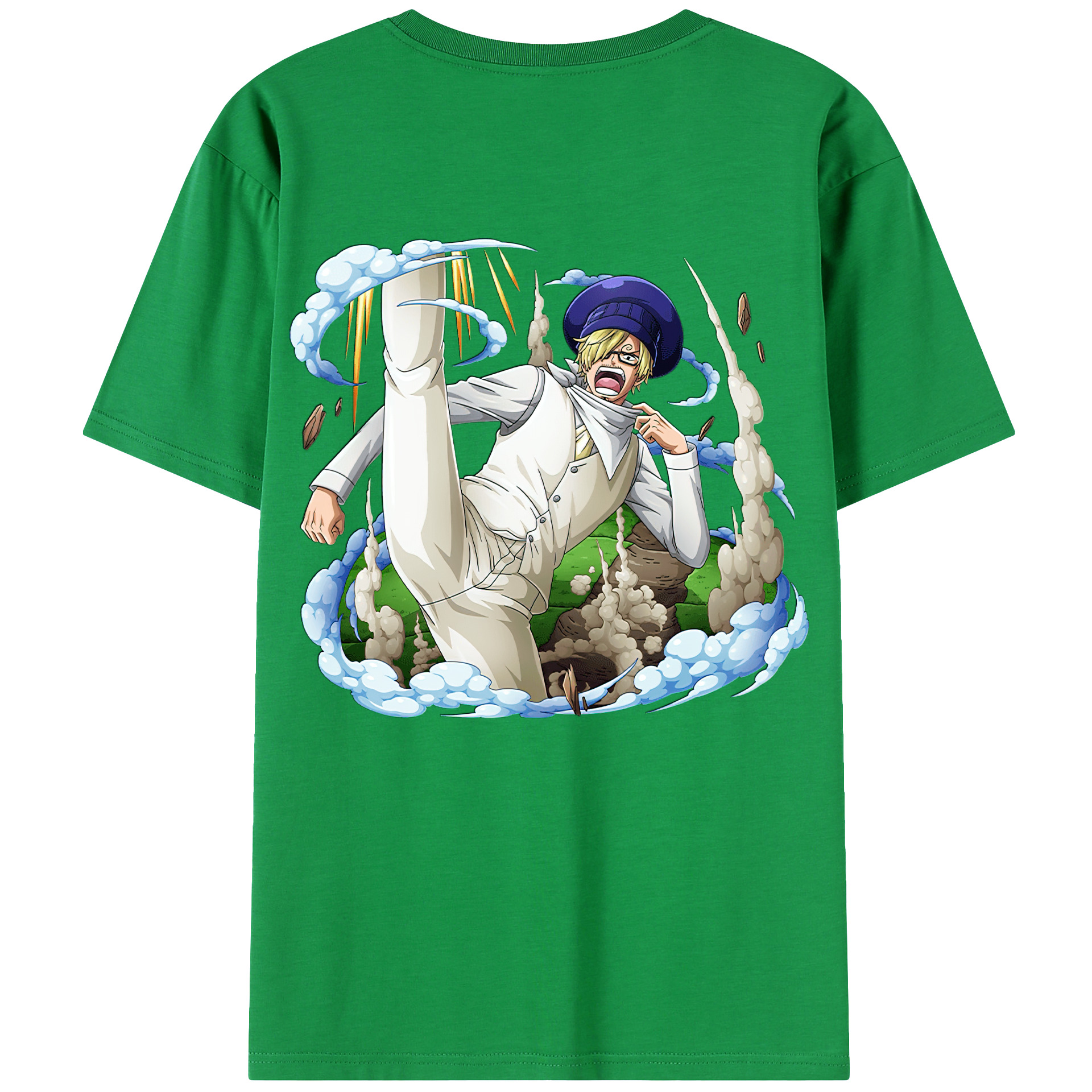 （画像用） ワンピース サンジ ONE PIECE Sanji 綿100％ メンズ半袖Tシャツ（バックプリント） 通気性
