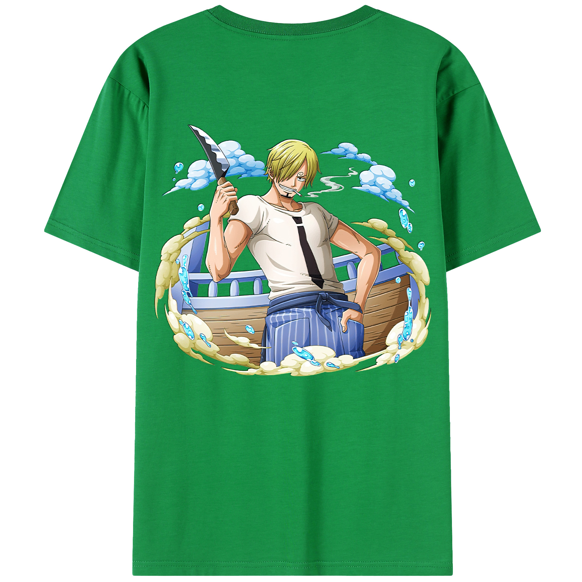 （画像用） ワンピース サンジ ONE PIECE Sanji 綿100％ メンズ半袖Tシャツ（バックプリント） 通気性