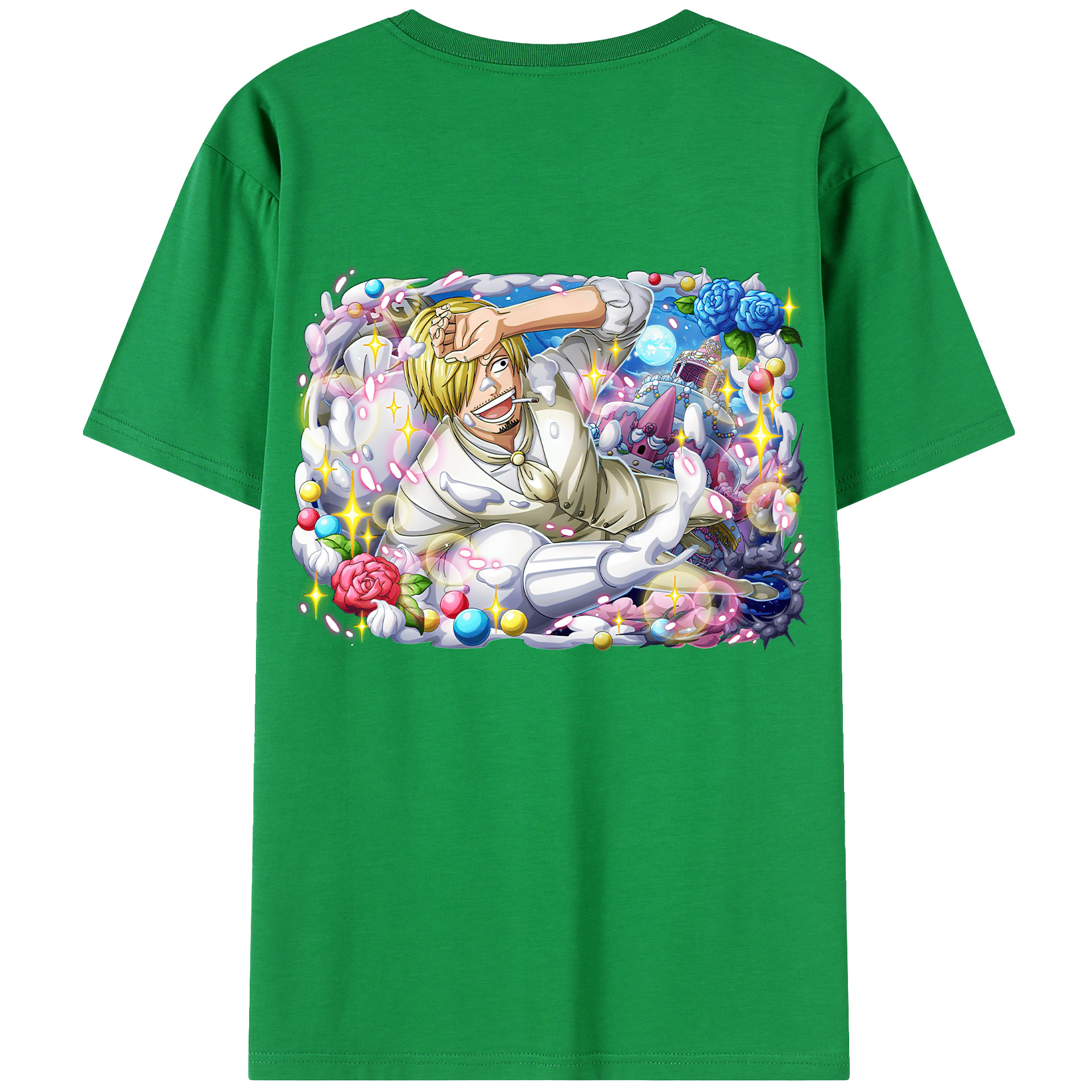 （画像用） ワンピース サンジ ONE PIECE Sanji 綿100％ メンズ半袖Tシャツ（バックプリント） 通気性
