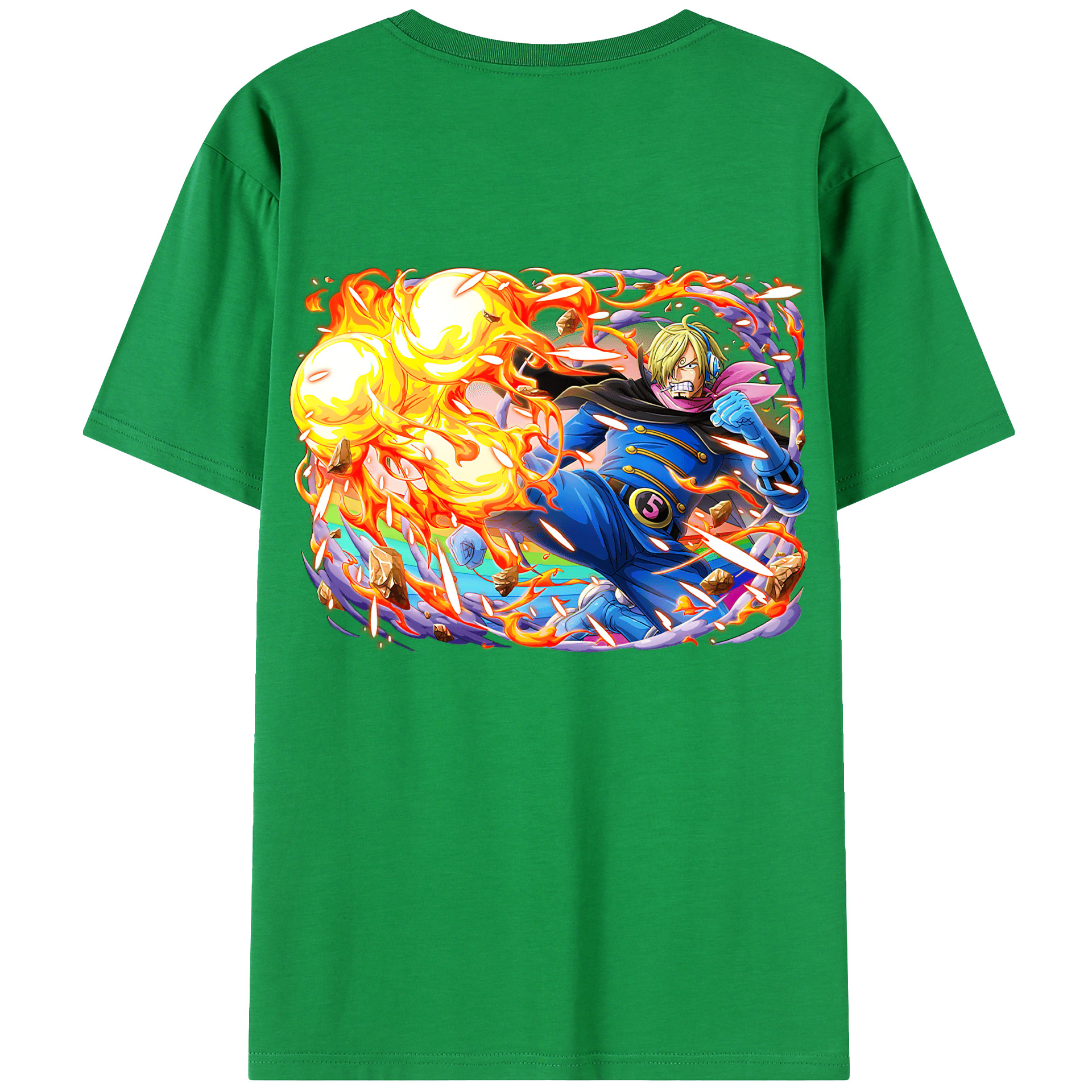 （画像用） ワンピース サンジ ONE PIECE Sanji 綿100％ メンズ半袖Tシャツ（バックプリント） 通気性
