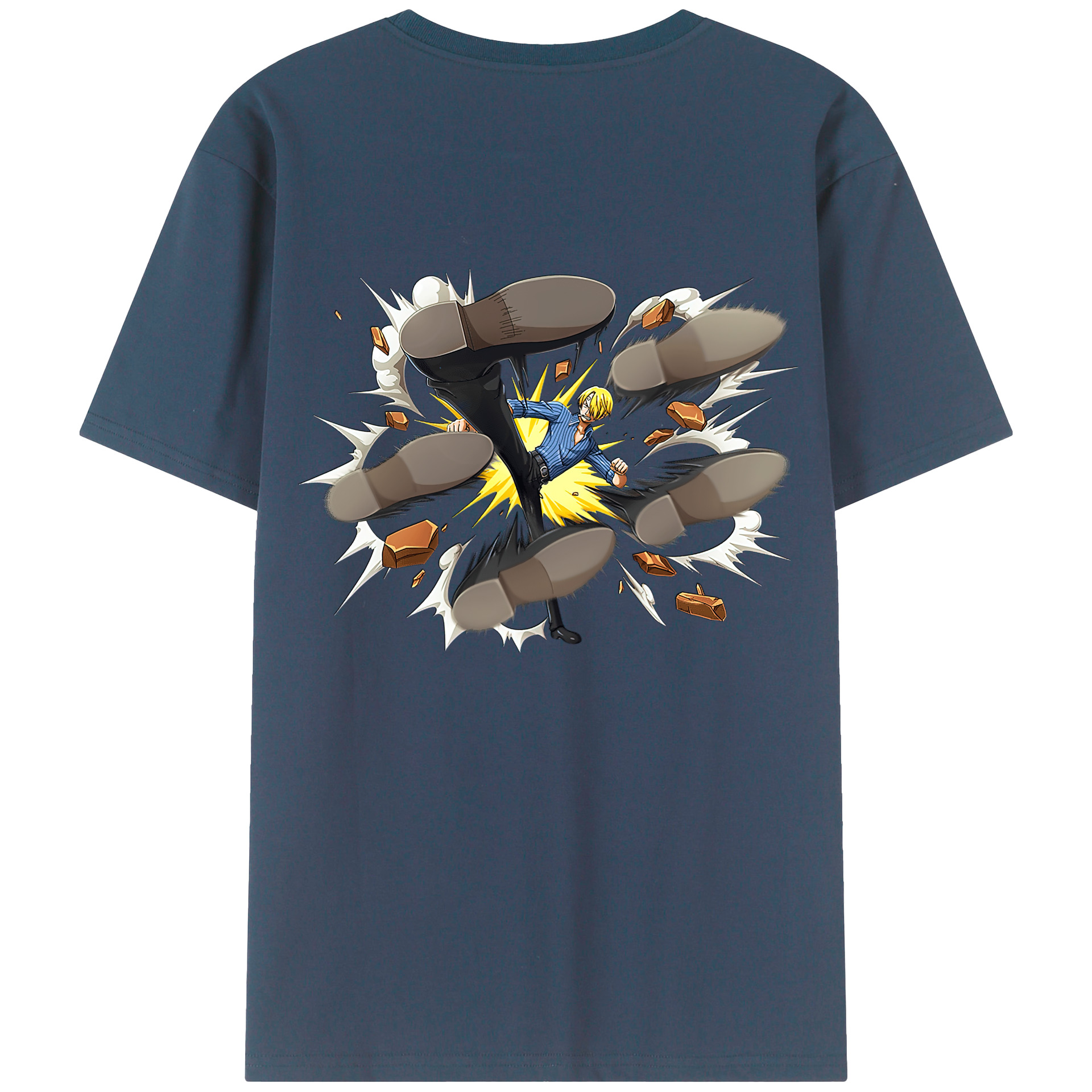 （画像用） ワンピース サンジ ONE PIECE Sanji 綿100％ メンズ半袖Tシャツ（バックプリント） 通気性
