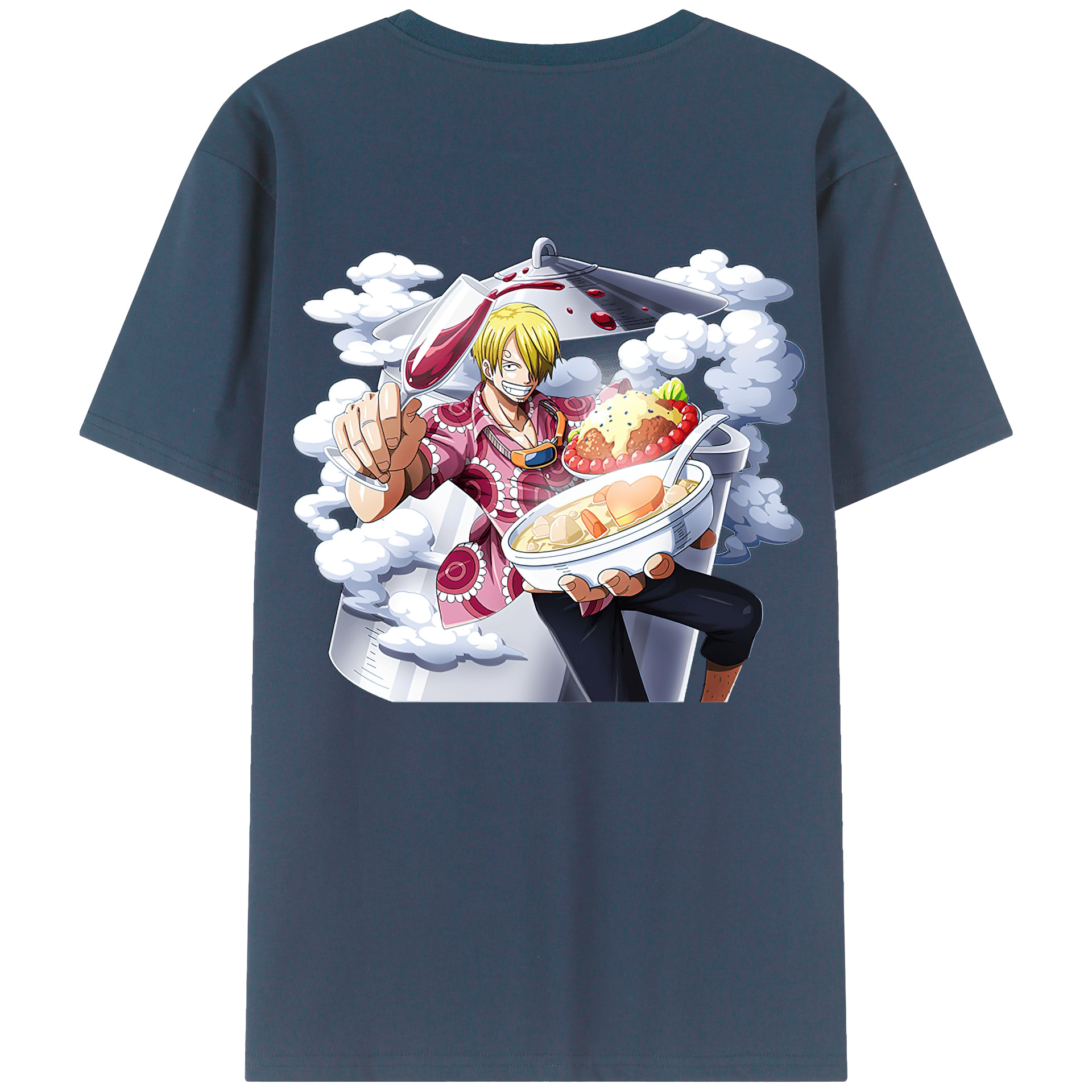 （画像用） ワンピース サンジ ONE PIECE Sanji 綿100％ メンズ半袖Tシャツ（バックプリント） 通気性
