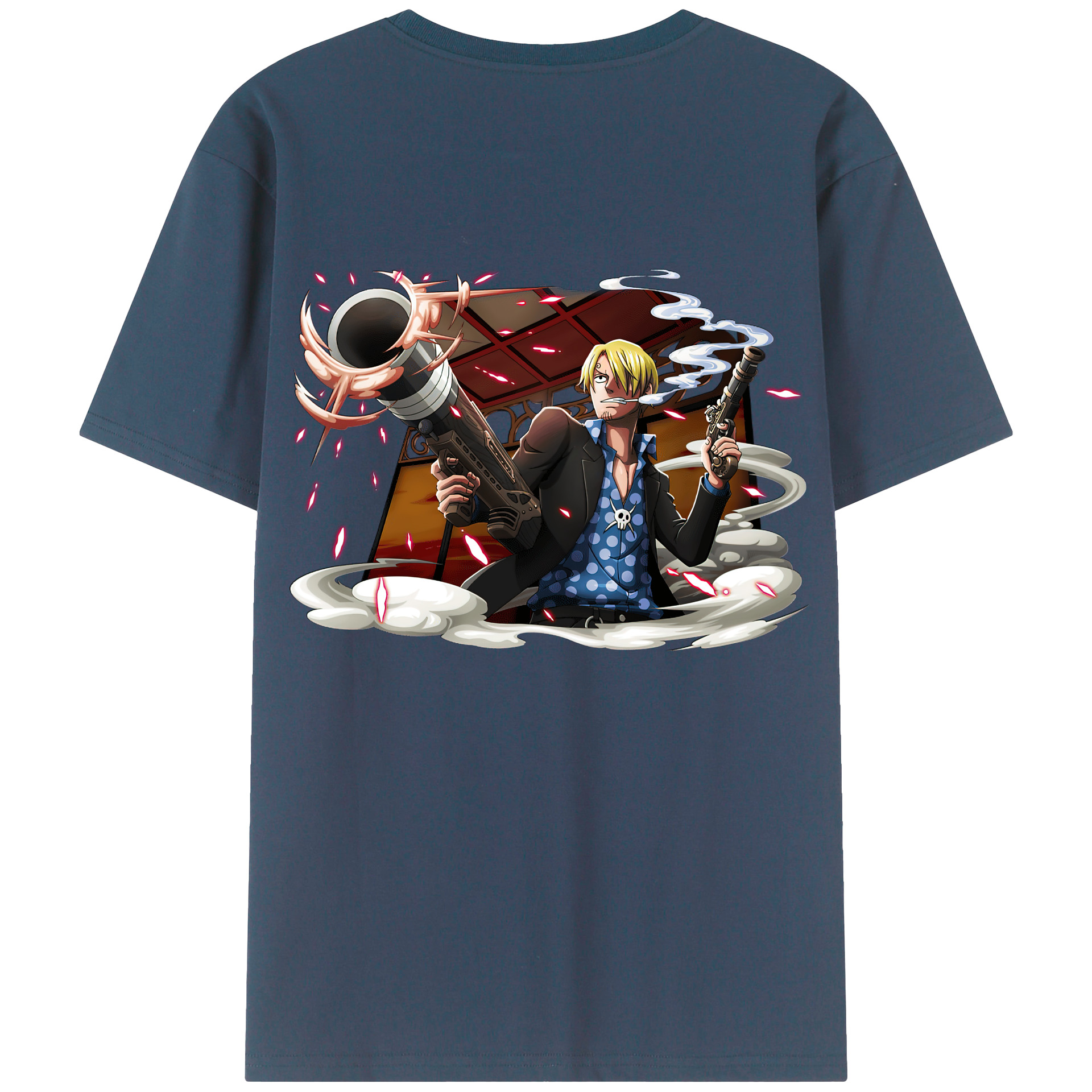 （画像用） ワンピース サンジ ONE PIECE Sanji 綿100％ メンズ半袖Tシャツ（バックプリント） 通気性