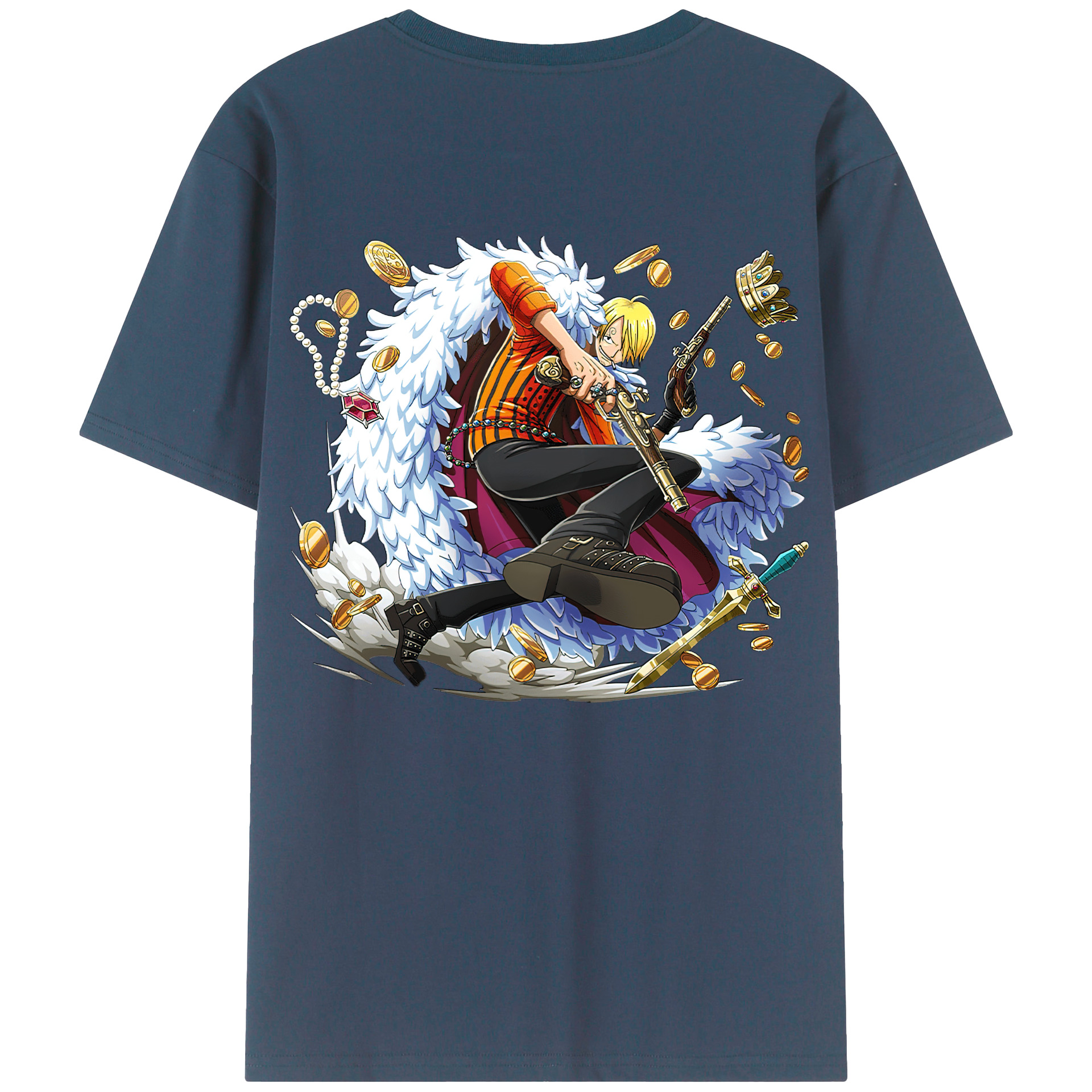 （画像用） ワンピース サンジ ONE PIECE Sanji 綿100％ メンズ半袖Tシャツ（バックプリント） 通気性