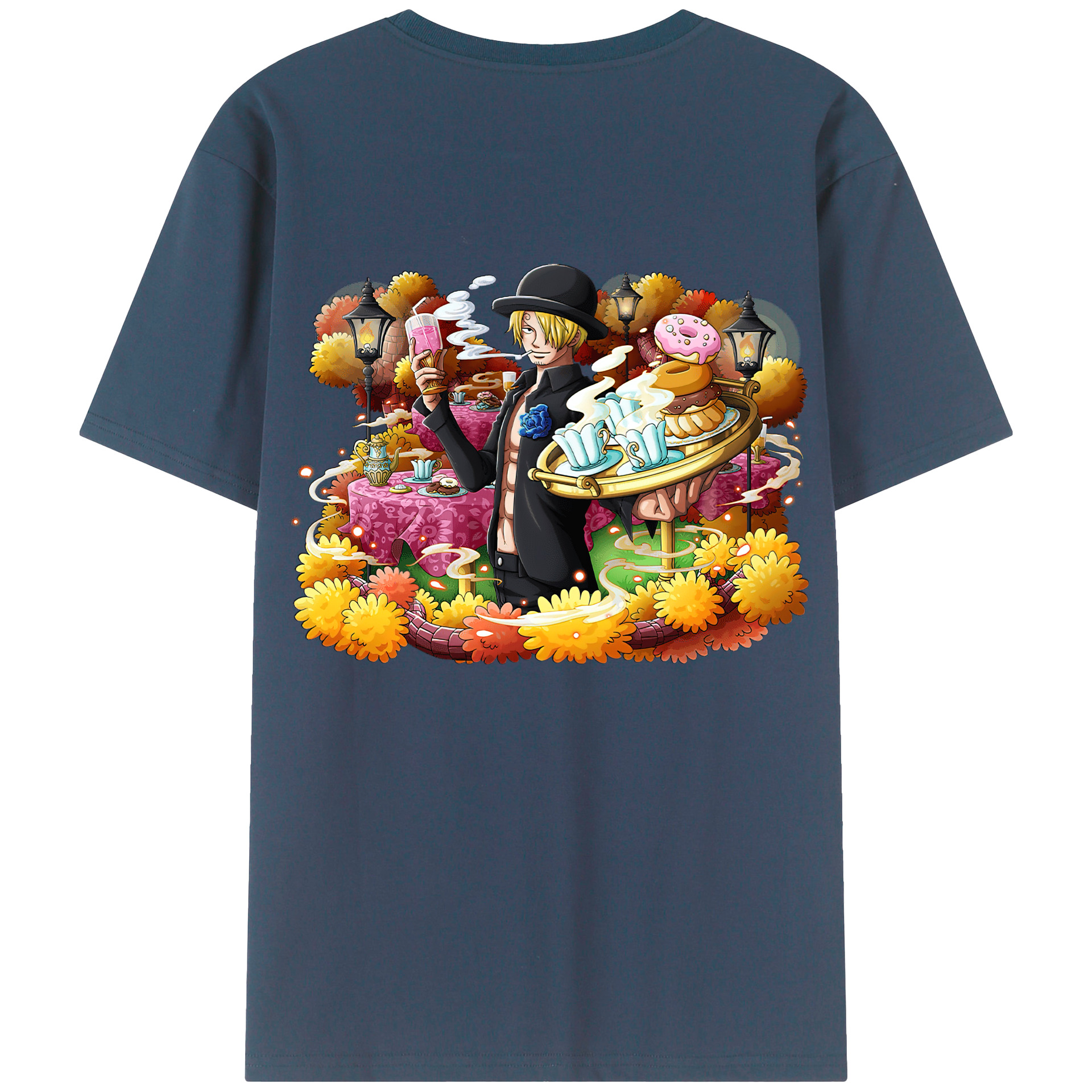 （画像用） ワンピース サンジ ONE PIECE Sanji 綿100％ メンズ半袖Tシャツ（バックプリント） 通気性