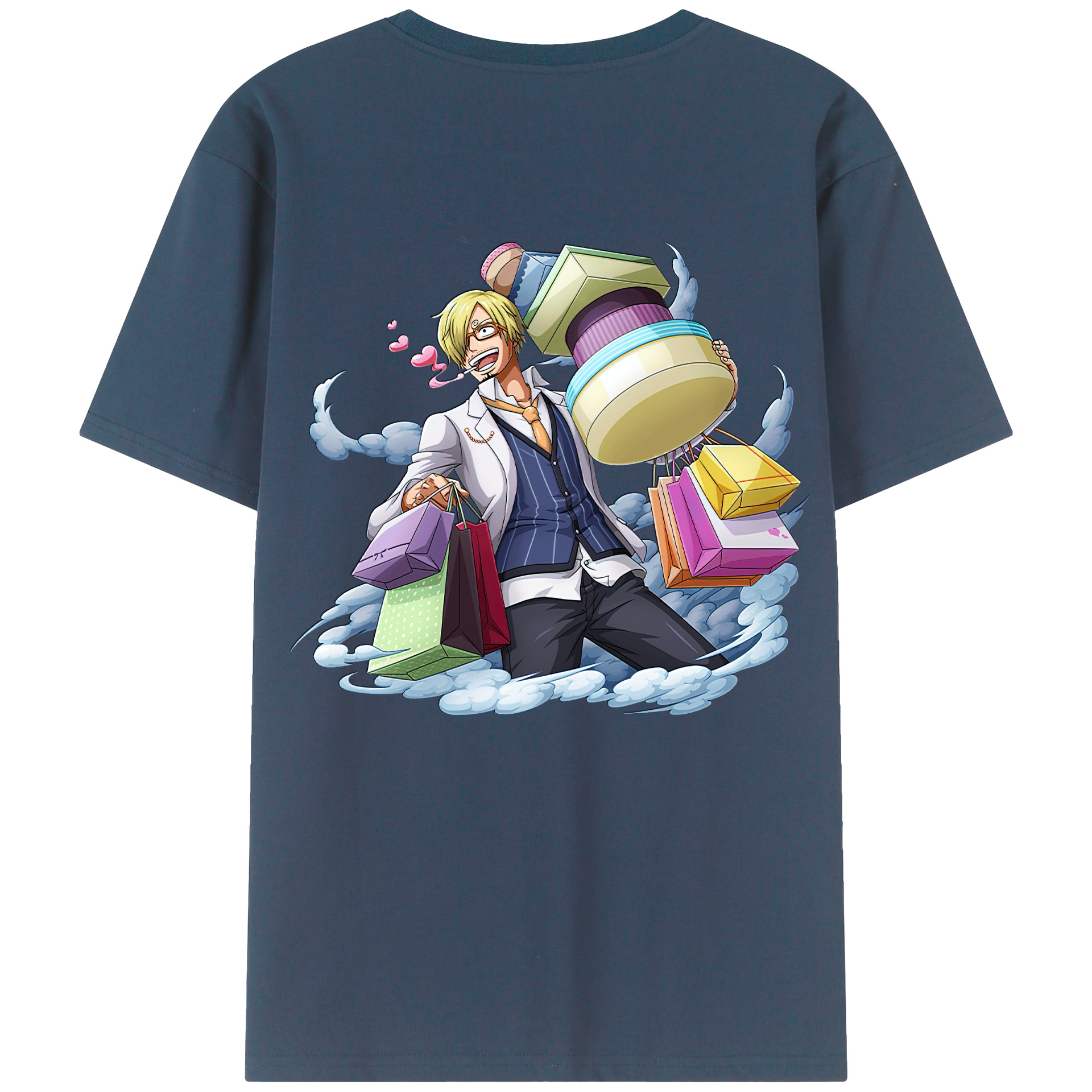 （画像用） ワンピース サンジ ONE PIECE Sanji 綿100％ メンズ半袖Tシャツ（バックプリント） 通気性