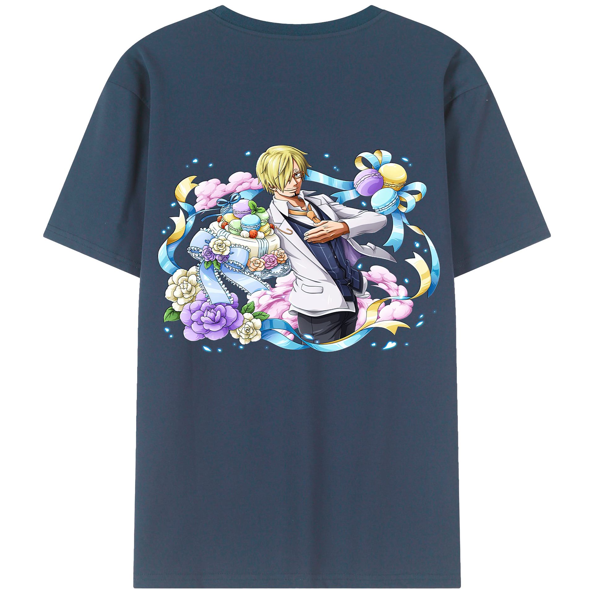 （画像用） ワンピース サンジ ONE PIECE Sanji 綿100％ メンズ半袖Tシャツ（バックプリント） 通気性