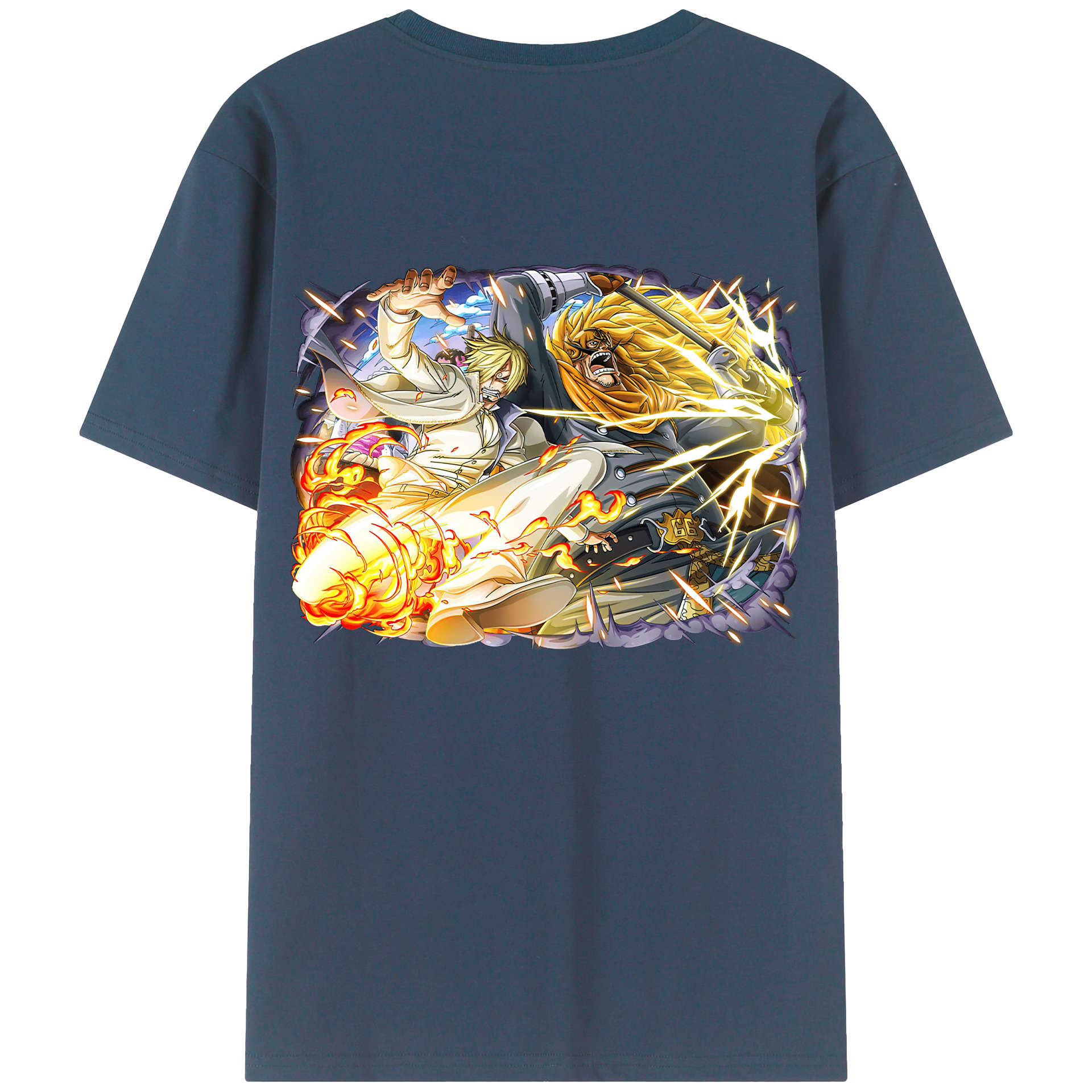 （画像用） ワンピース サンジ ONE PIECE Sanji 綿100％ メンズ半袖Tシャツ（バックプリント） 通気性