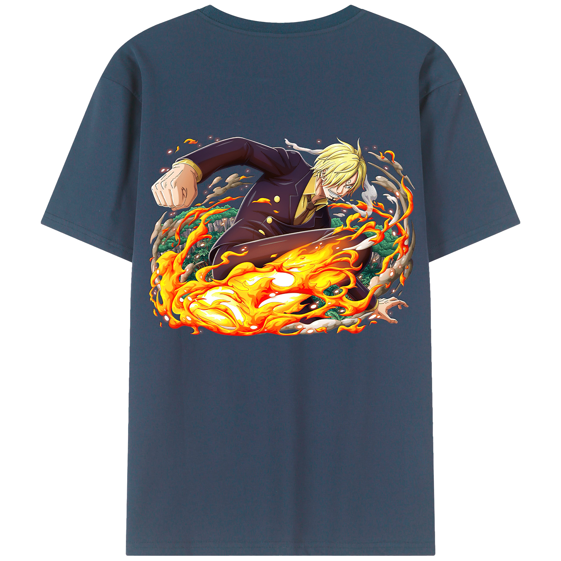 （画像用） ワンピース サンジ ONE PIECE Sanji 綿100％ メンズ半袖Tシャツ（バックプリント） 通気性