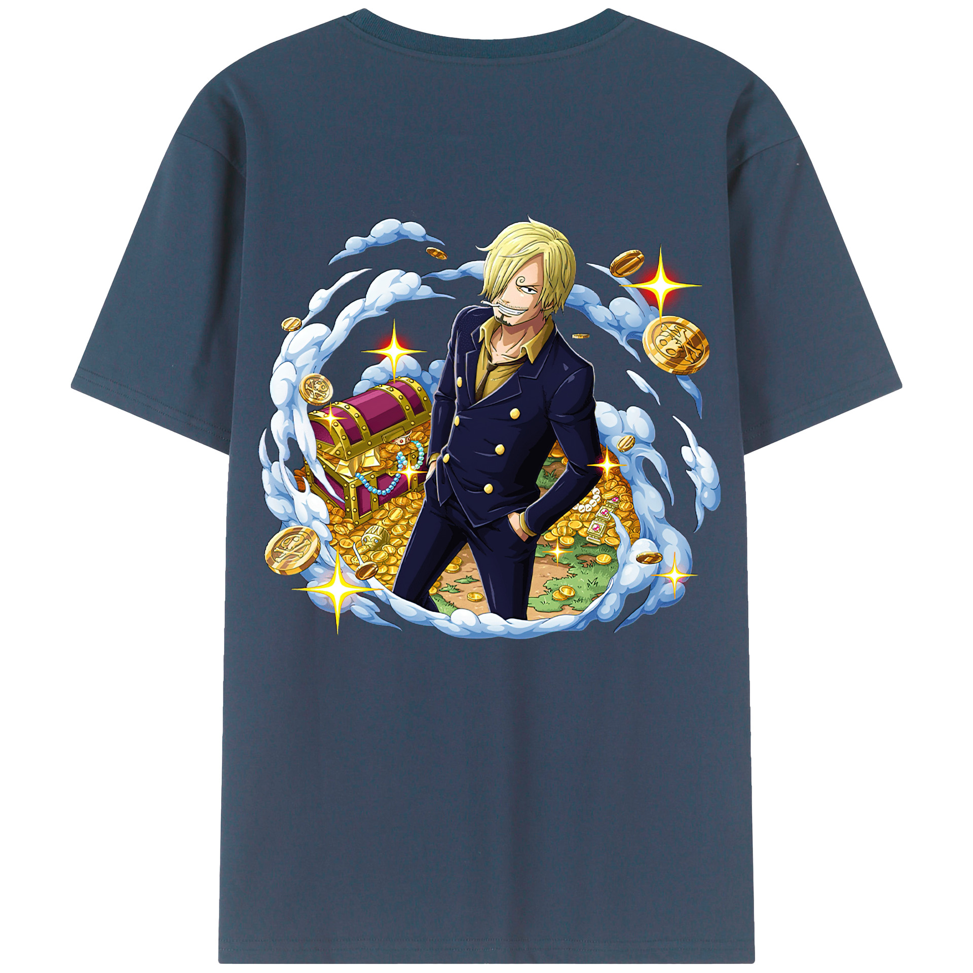 （画像用） ワンピース サンジ ONE PIECE Sanji 綿100％ メンズ半袖Tシャツ（バックプリント） 通気性