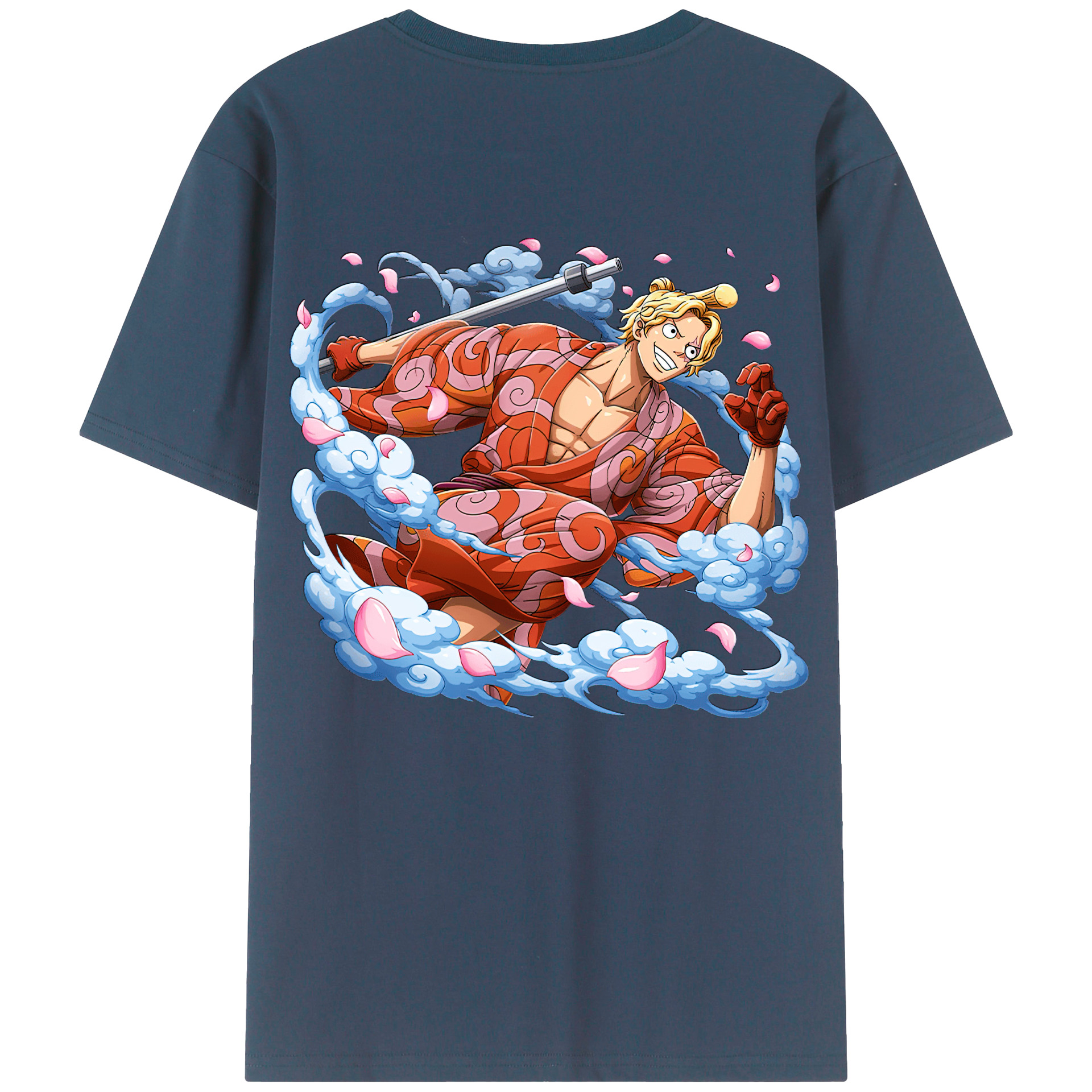 （画像用） ワンピース サンジ ONE PIECE Sanji 綿100％ メンズ半袖Tシャツ（バックプリント） 通気性