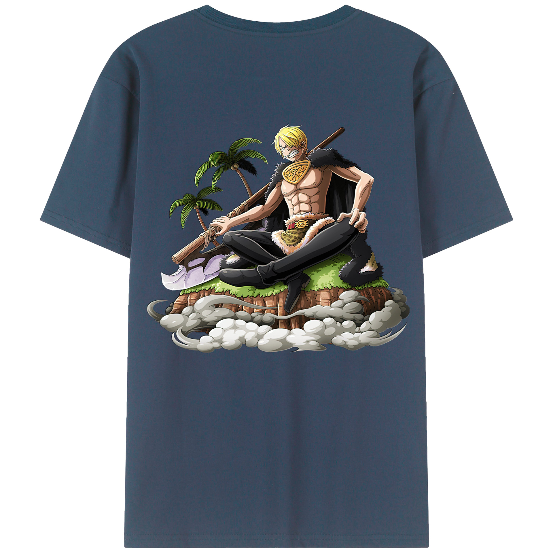 （画像用） ワンピース サンジ ONE PIECE Sanji 綿100％ メンズ半袖Tシャツ（バックプリント） 通気性