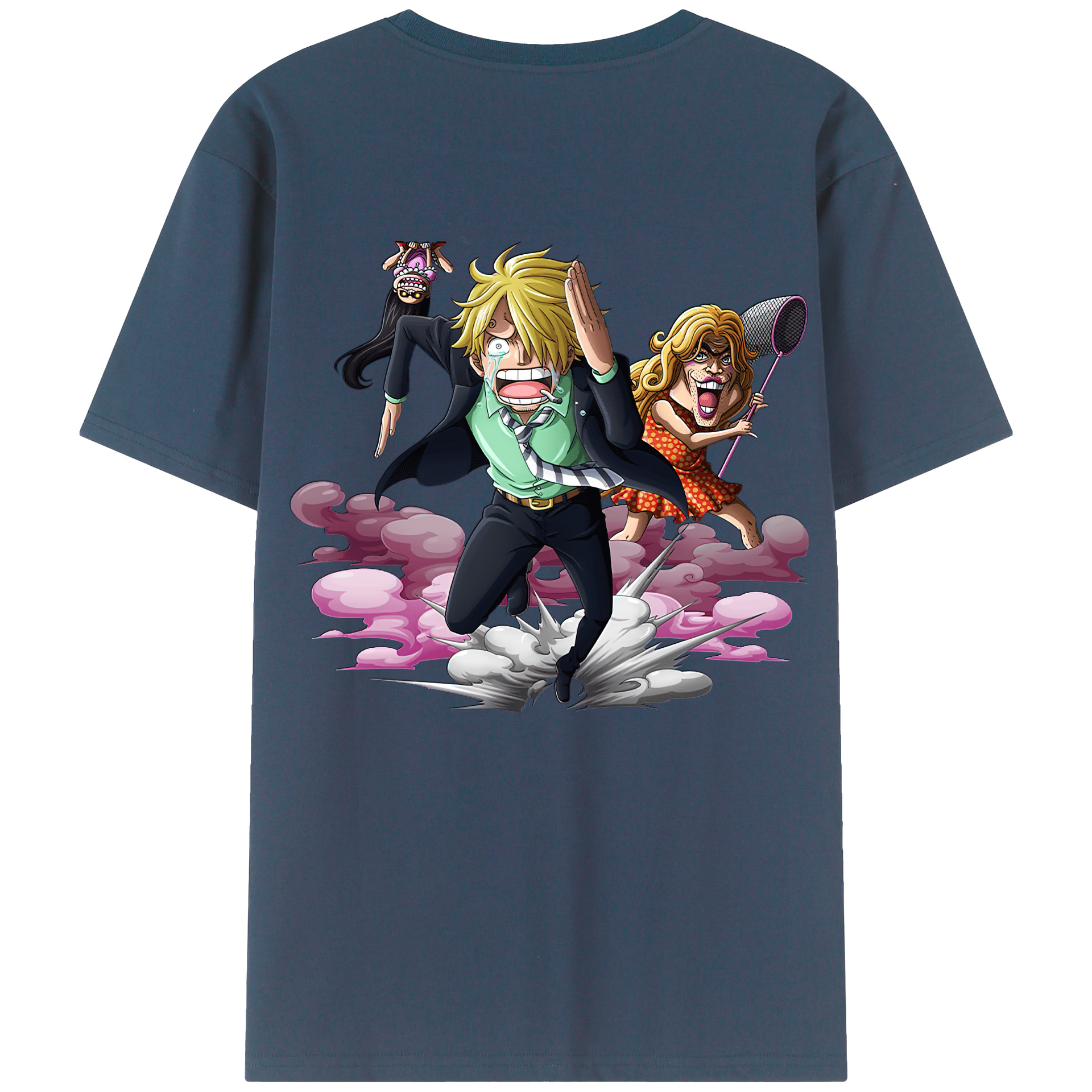 （画像用） ワンピース サンジ ONE PIECE Sanji 綿100％ メンズ半袖Tシャツ（バックプリント） 通気性