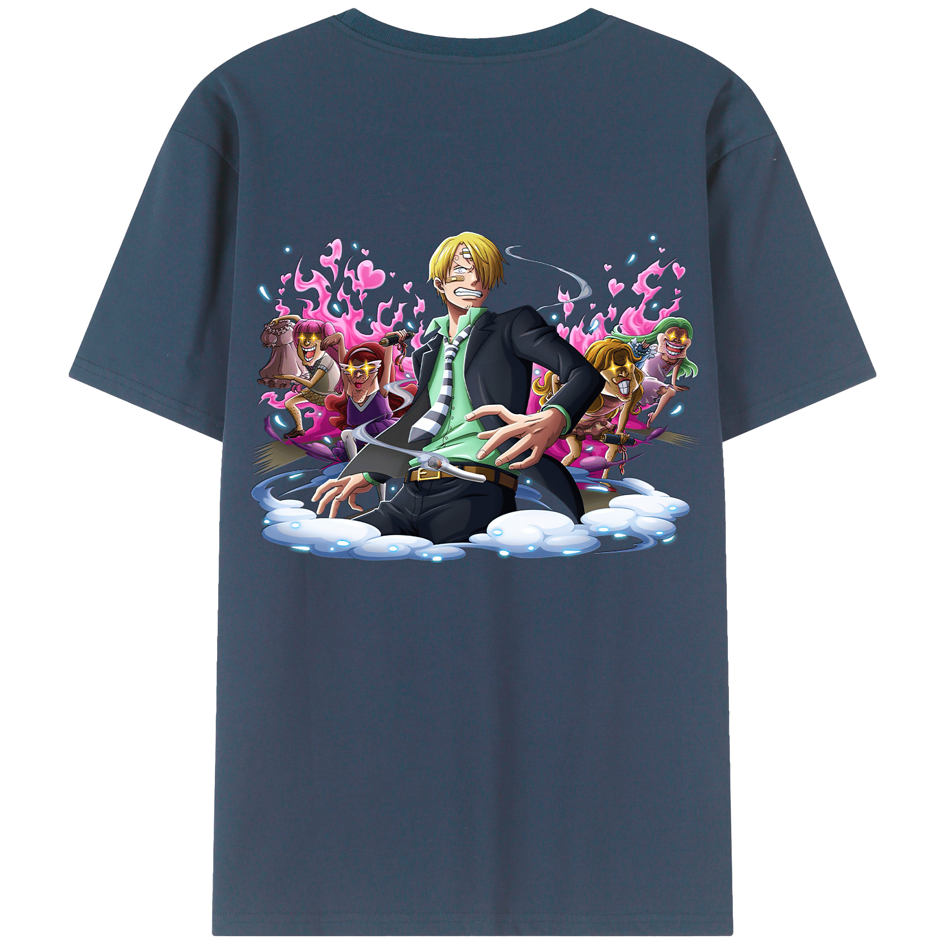 （画像用） ワンピース サンジ ONE PIECE Sanji 綿100％ メンズ半袖Tシャツ（バックプリント） 通気性
