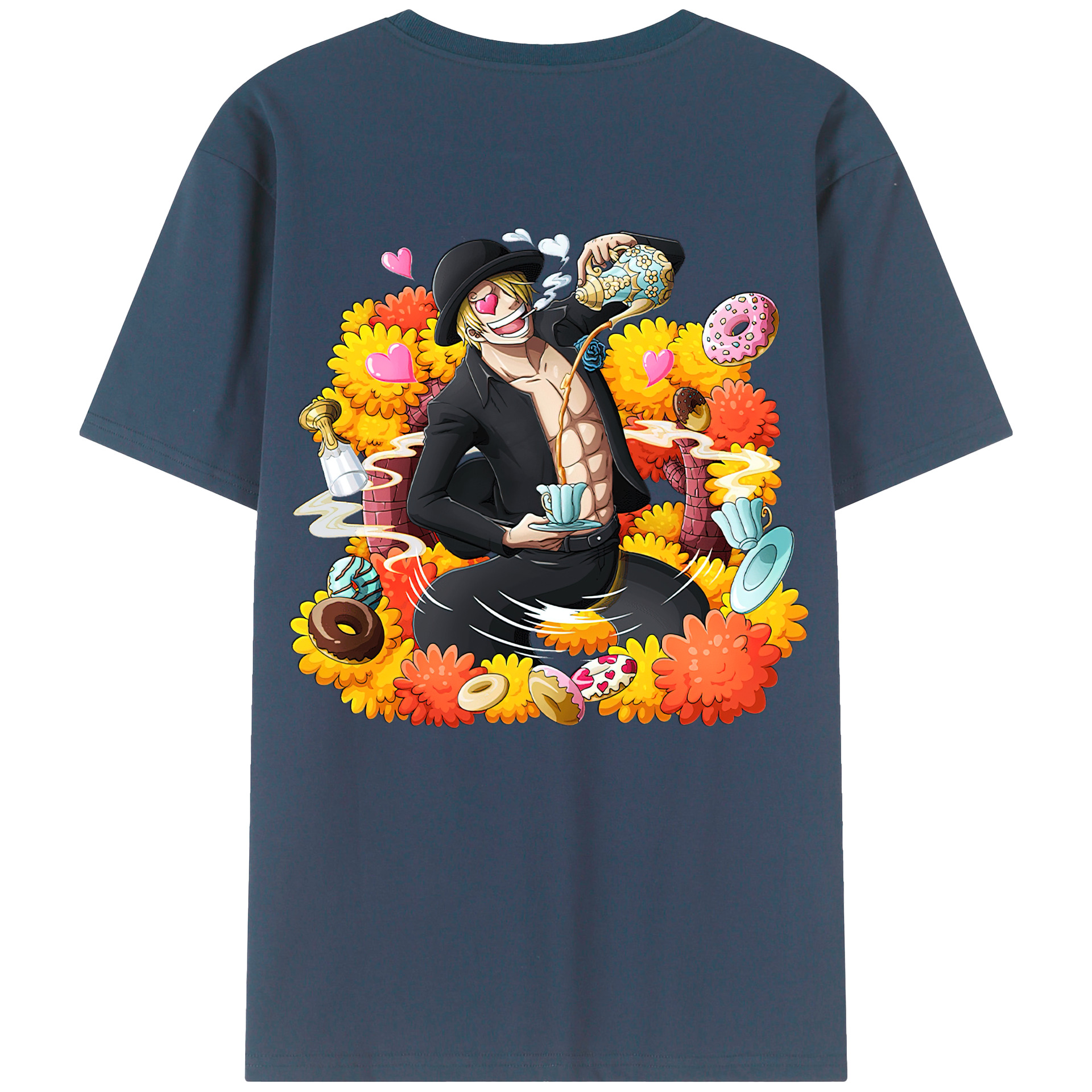 （画像用） ワンピース サンジ ONE PIECE Sanji 綿100％ メンズ半袖Tシャツ（バックプリント） 通気性