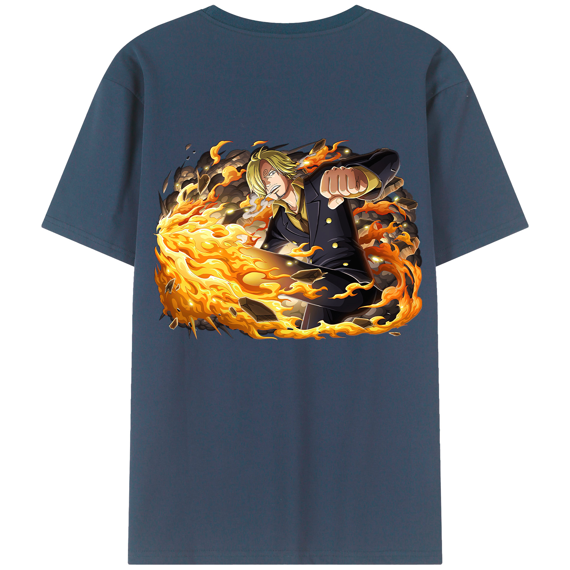 （画像用） ワンピース サンジ ONE PIECE Sanji 綿100％ メンズ半袖Tシャツ（バックプリント） 通気性