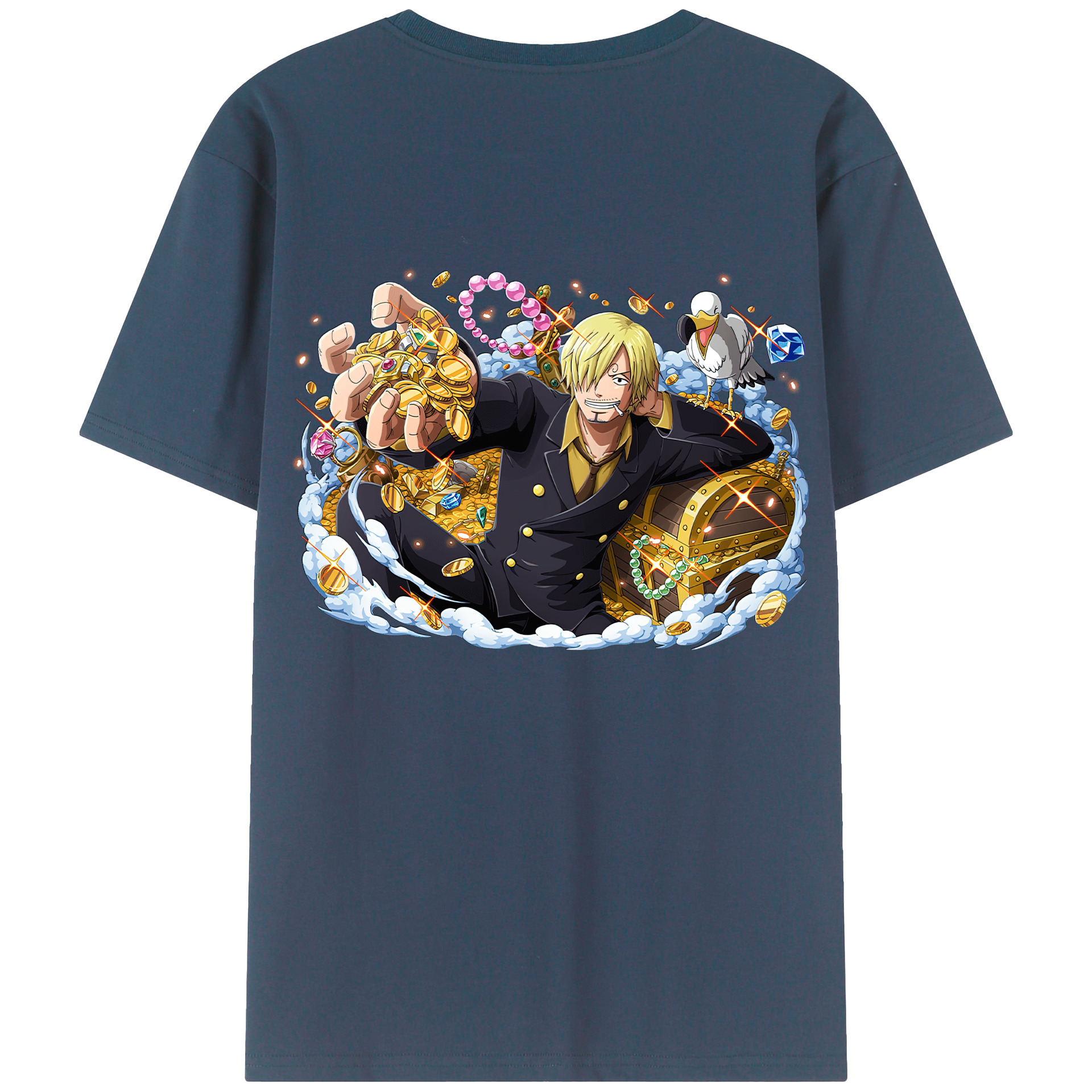 （画像用） ワンピース サンジ ONE PIECE Sanji 綿100％ メンズ半袖Tシャツ（バックプリント） 通気性