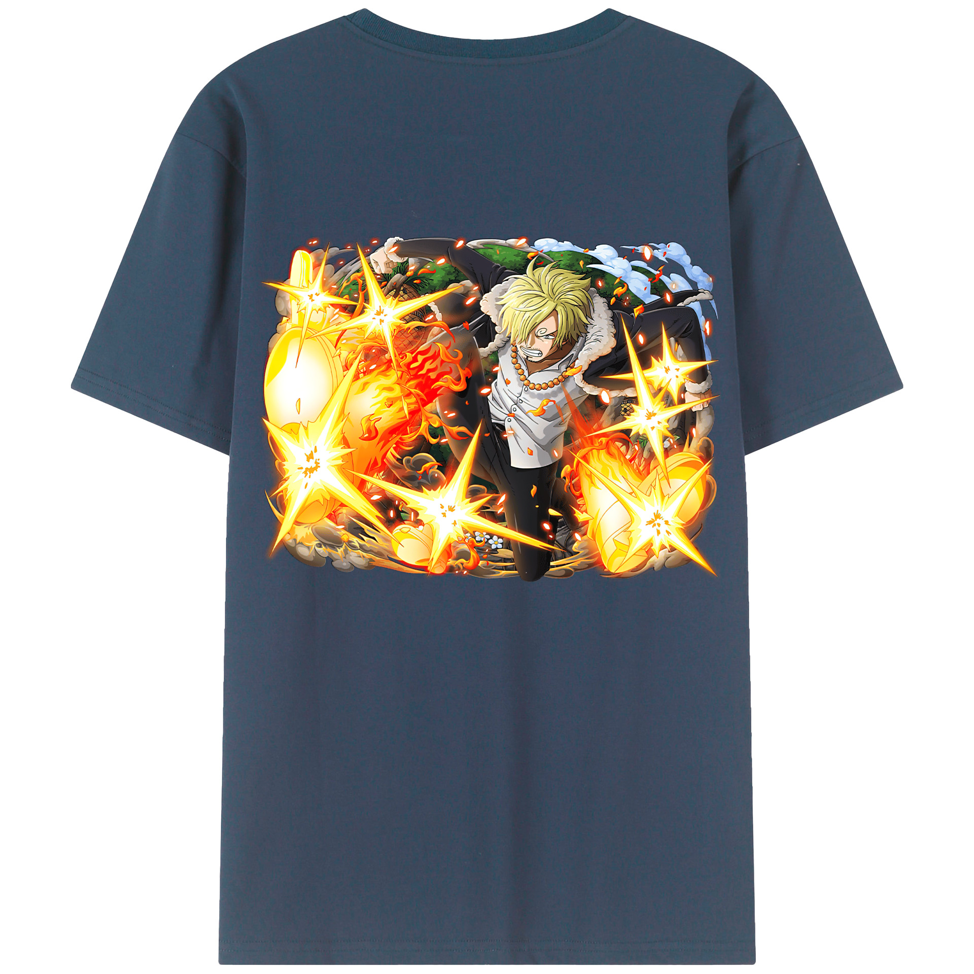 （画像用） ワンピース サンジ ONE PIECE Sanji 綿100％ メンズ半袖Tシャツ（バックプリント） 通気性