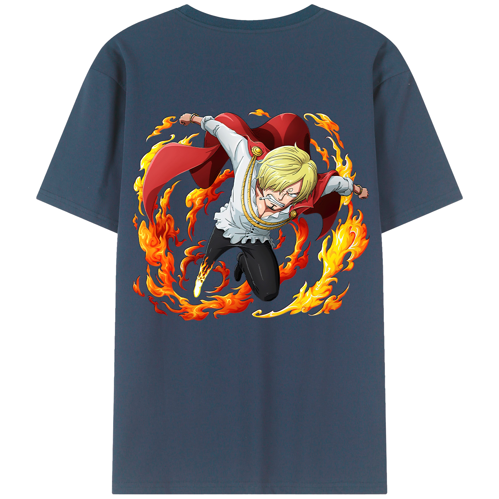 （画像用） ワンピース サンジ ONE PIECE Sanji 綿100％ メンズ半袖Tシャツ（バックプリント） 通気性