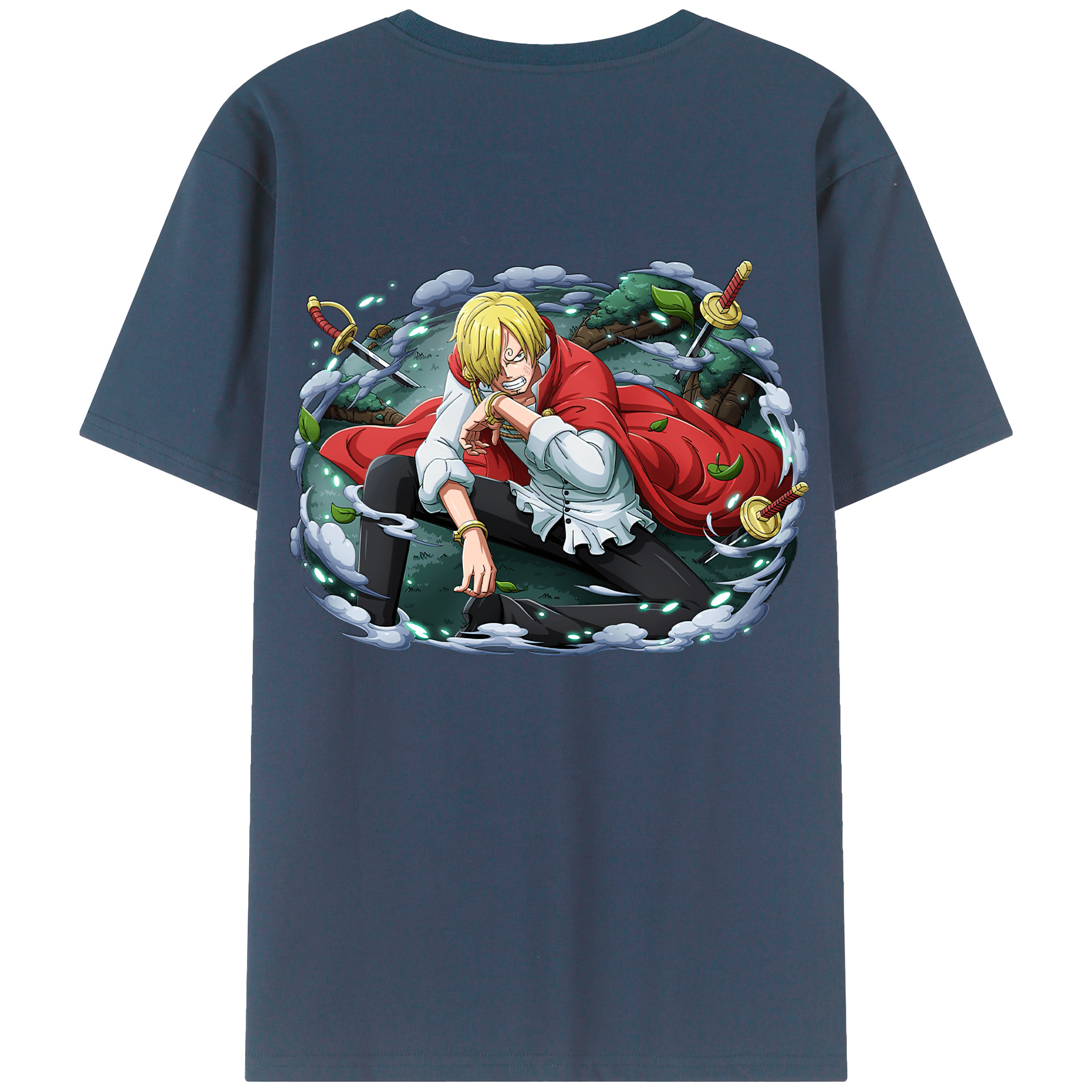 （画像用） ワンピース サンジ ONE PIECE Sanji 綿100％ メンズ半袖Tシャツ（バックプリント） 通気性