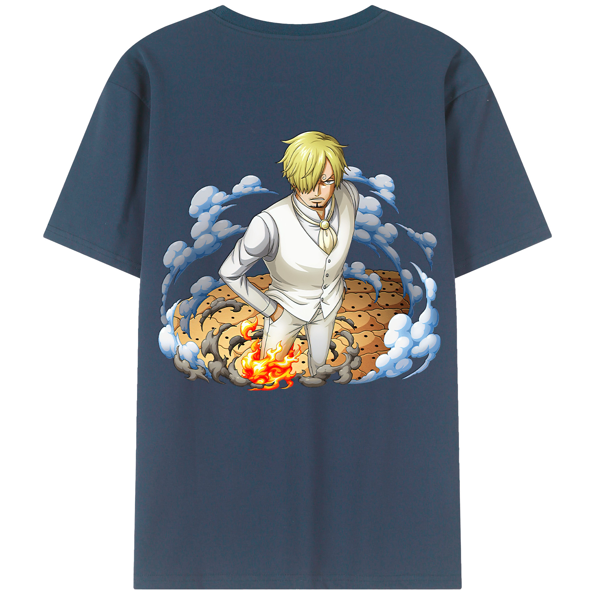 （画像用） ワンピース サンジ ONE PIECE Sanji 綿100％ メンズ半袖Tシャツ（バックプリント） 通気性
