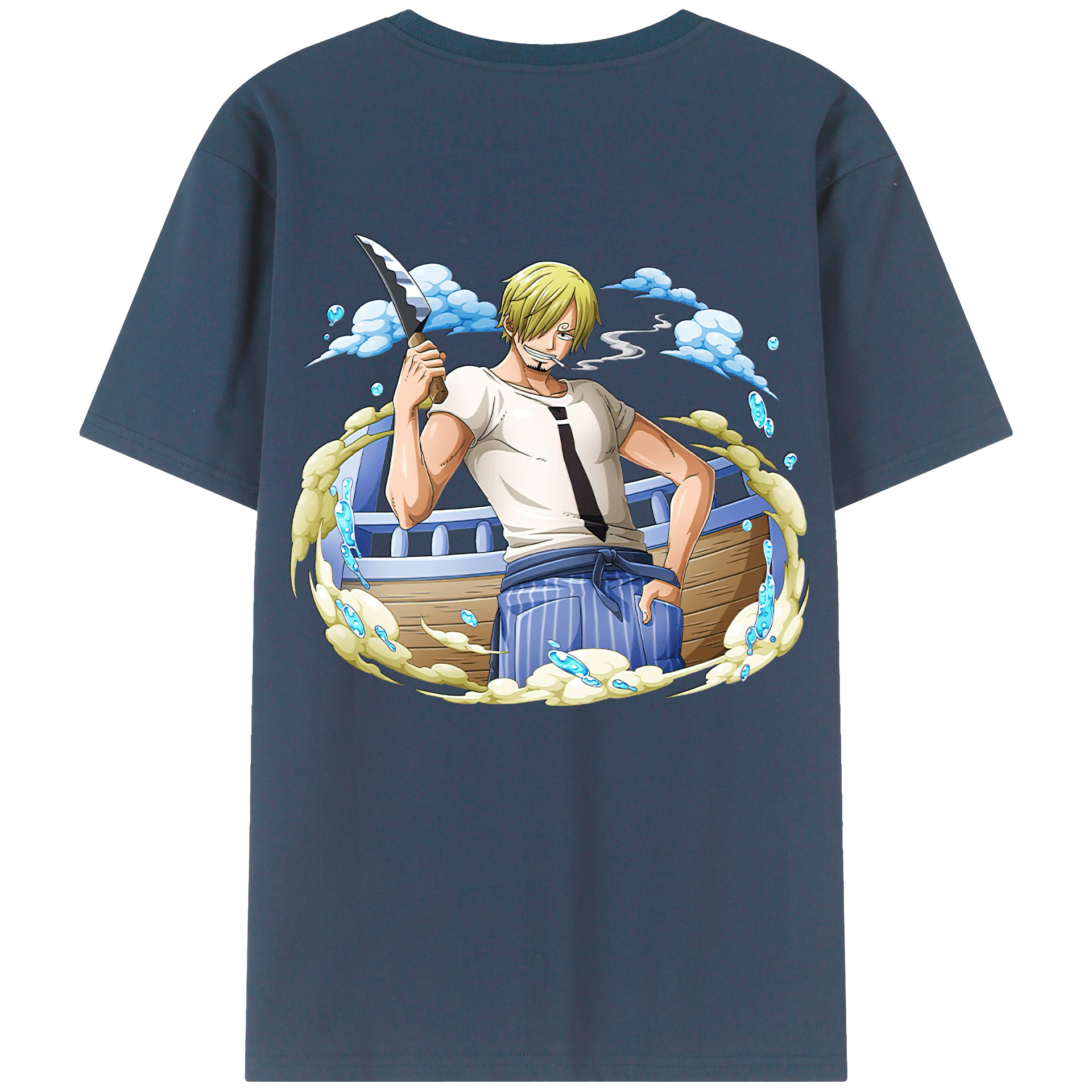 （画像用） ワンピース サンジ ONE PIECE Sanji 綿100％ メンズ半袖Tシャツ（バックプリント） 通気性
